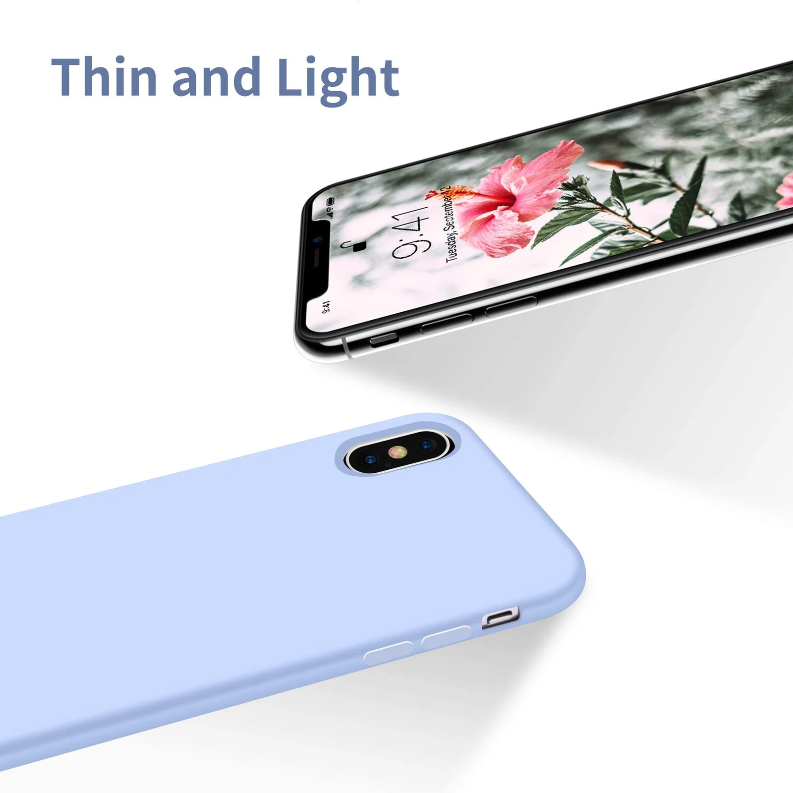 DL3 Mobilak Liquid Silicone Protective Case with Soft Microfiber Lining for iPhone XS Max - Baby Blue