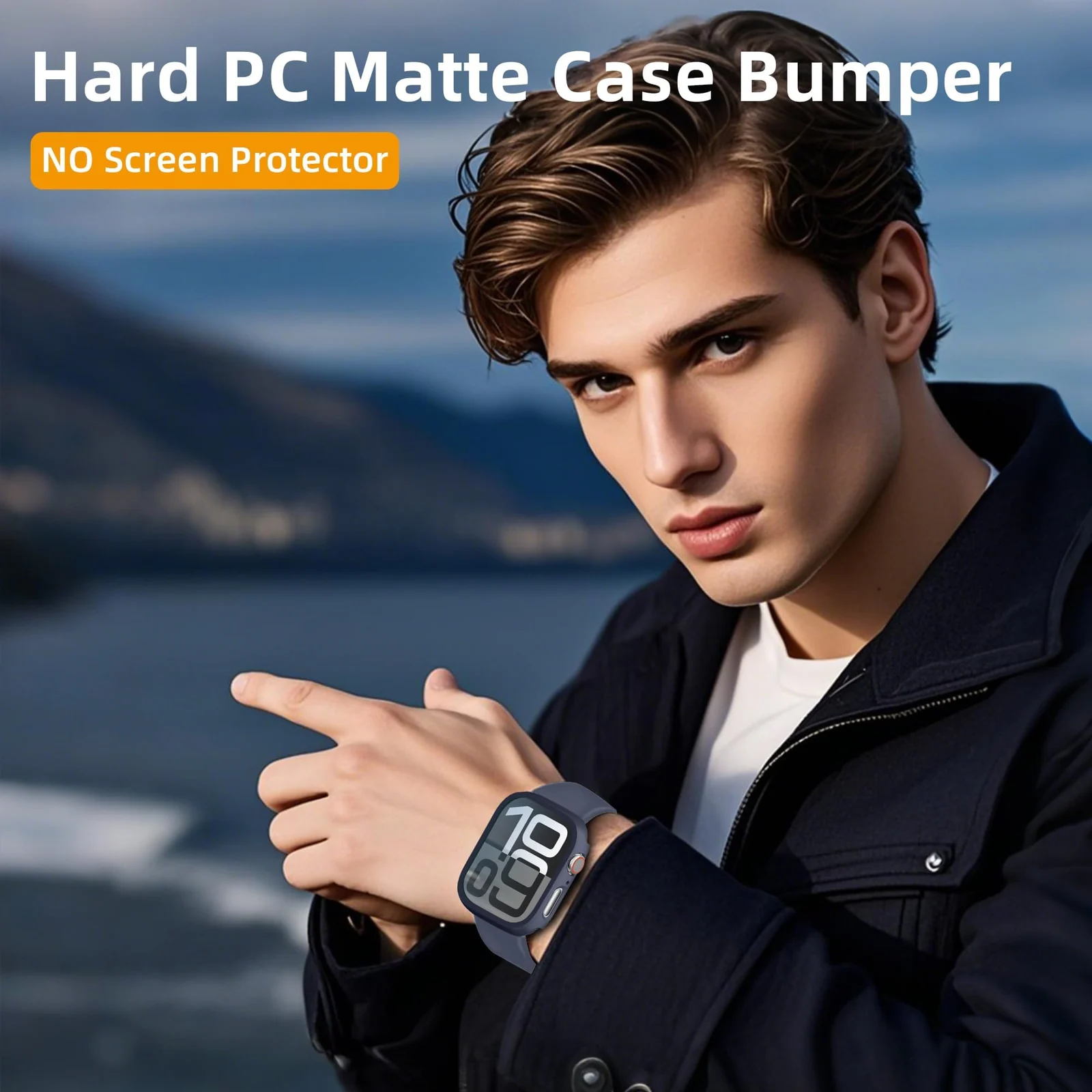 DL3 Mobilak [NO Screen Protector] Bumper Case for Apple Watch Series 10 46mm, Slim Thin Shockproof Bumper Cover, Hard PC Protective Frame All-Around Edge for iWatch 10 46 mm Accessories - Blue