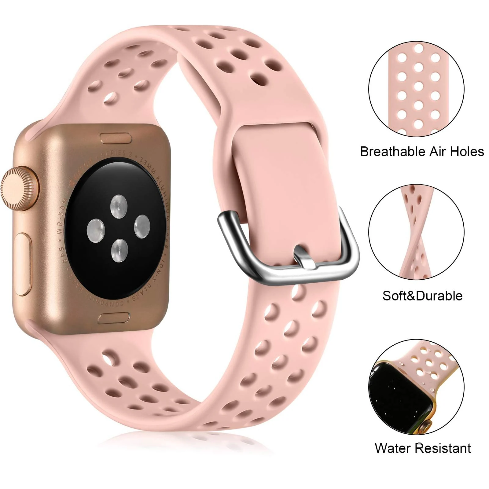 DL3 Mobilak Silicone Sport Band 20MM Strap For Samsung Galaxy Watch 7 6 5 4 40mm 44mm/5 Pro 45mm/S2 classic/active 2 40mm 44mm/Amazfi GTS 2/2e/GTS 3/3 Pro/GTS 4/GTS 2 Mini/3 Mini/4 Mini/Bip3/Bip 3 Pro - Pink