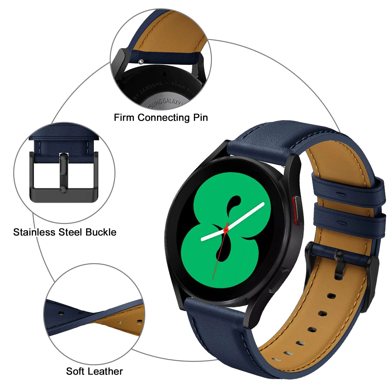 DL3 Mobilak Strap Leather 22MM Band For Samsung Galaxy Watch 3 45mm/Watch 46mm/Gear S3/Huawei watch GT5 GT4 GT3 46MM/Watch 4/3/GT2E/GT2 Pro/GT 3 Pro/GT5 Pro/GT GT2 46MM/Amazfit GTR 4/3/3 Pro/2/2e - Dark Blue