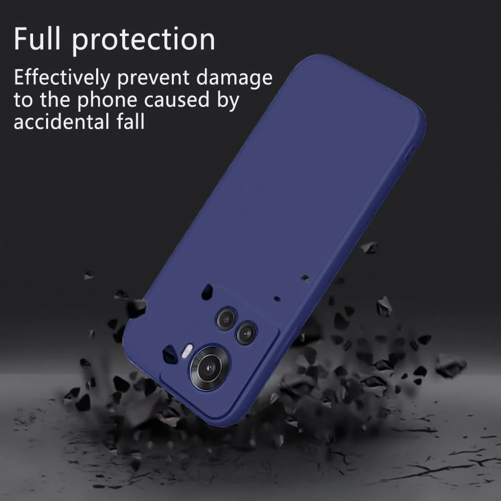 DL3 Mobilak Soft Silicone Protective Case for OnePlus 10R with Microfiber Lining and Shockproof Design - Blue
