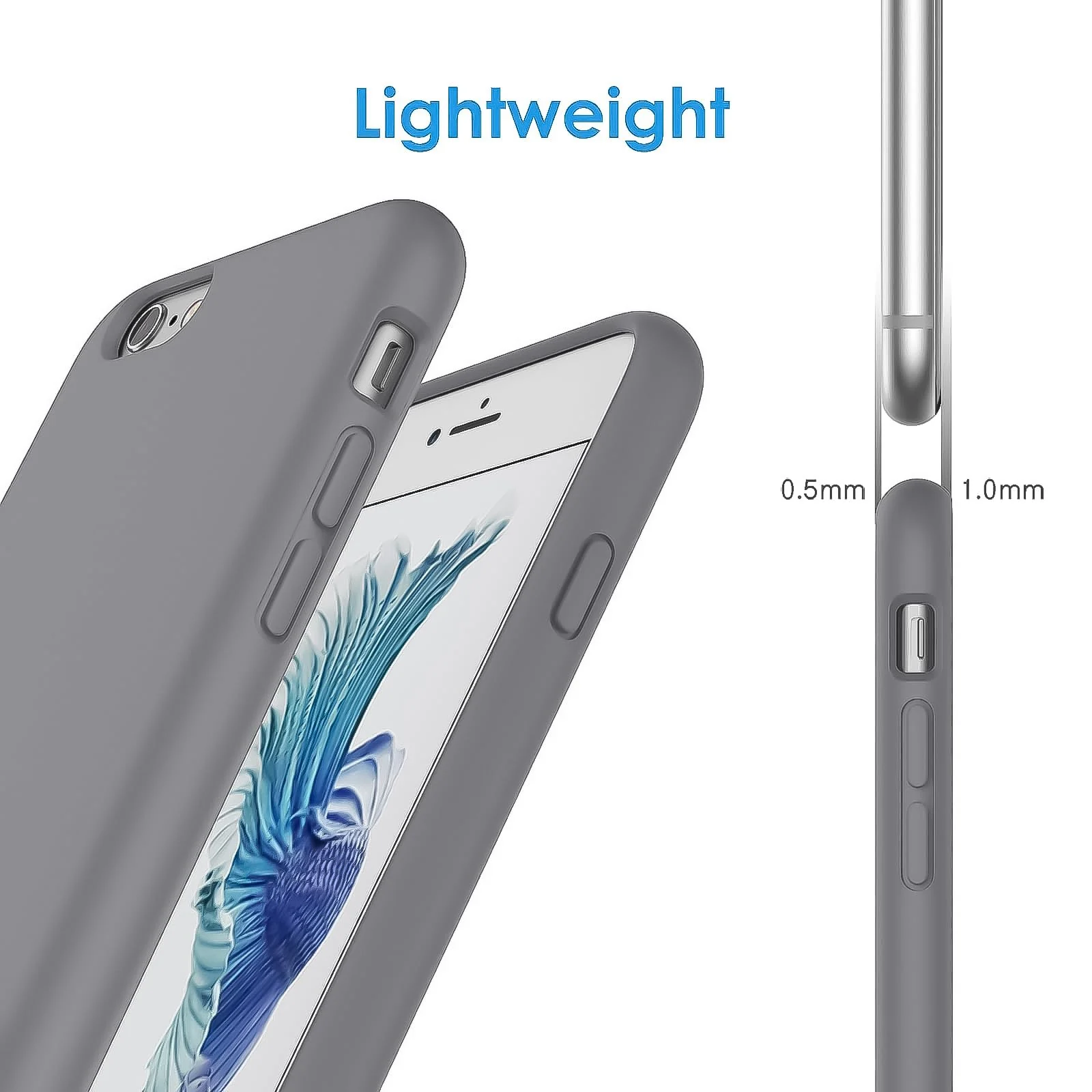 DL3 Mobilak Liquid Silicone Case for iPhone 6 / 6S, Shock-absorbing protection, Scratch-resistant surface, Soft microfiber lining - A.Gray