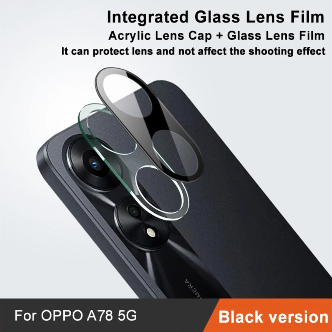 DL3 Mobilak Screen Protector Compatible with OPPO A78 Camera Lens Protector Tempered Glass HD Drop Protection Ultra Clear/Thin Lens Protector Case - Black