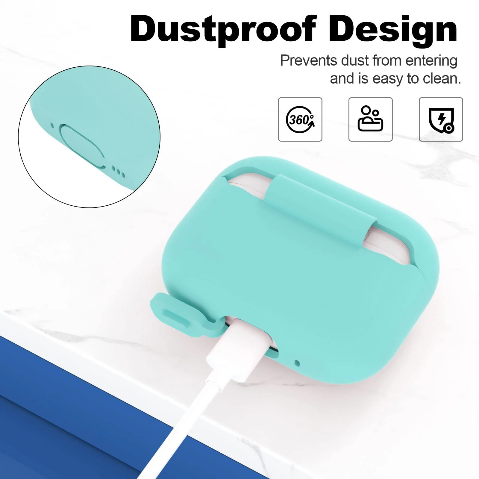 DL3 Mobilak Compatible with AirPods Pro 2nd Generation Case Cover, Protective Silicone Skin with Keychain for Women Men for Apple AirPods Pro Gen 2 (2022), Front LED Visible - Turquoise