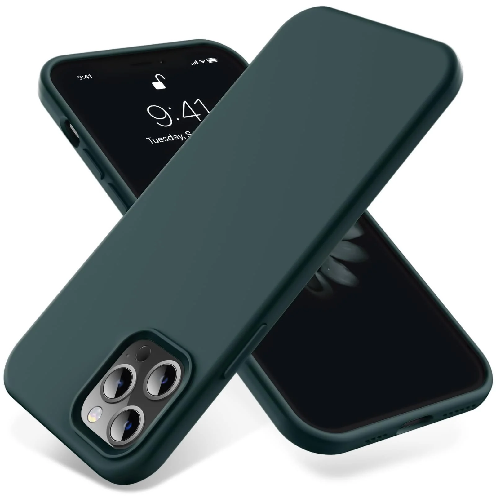 DL3 Mobilak Liquid Silicone Case for iPhone 15 Pro, Supports wireless charging, Shock-absorbing protection, Scratch-resistant surface - Olive Green