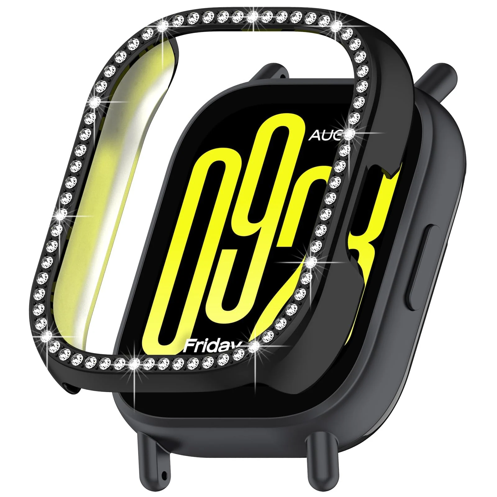 DL3 Mobilak Glitter Rhinestone Protective Case for Xiaomi Redmi Watch 5 Active - Black