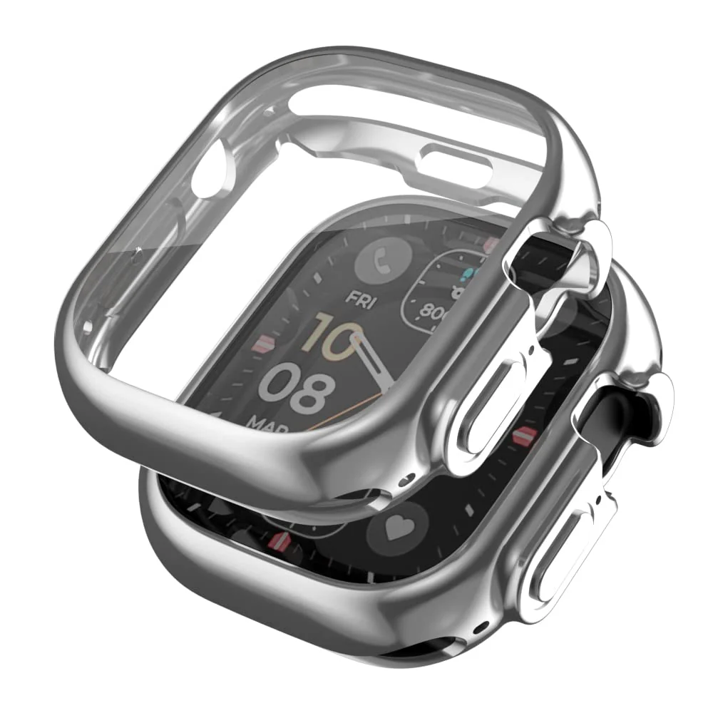 DL3 Mobilak Case Compatible with Apple Watch Ultra 49mm Case Watch Soft TPU Shockproof Cover Slim Guard Thin Bumper Shell Protector - Silver