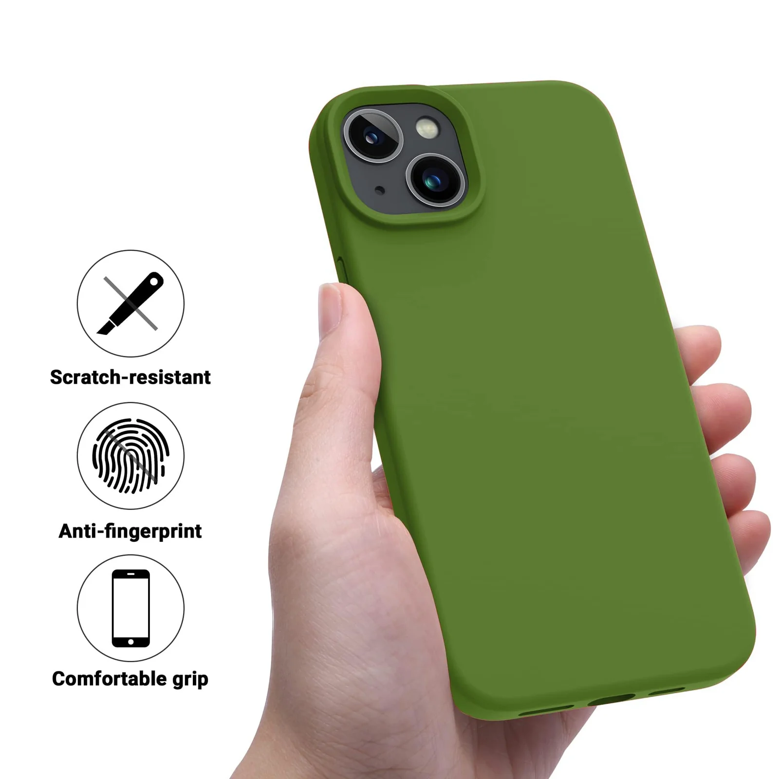 DL3 Mobilak Liquid Silicone Protective Case with Soft Microfiber Lining for iPhone 13 / iPhone 14 - Green