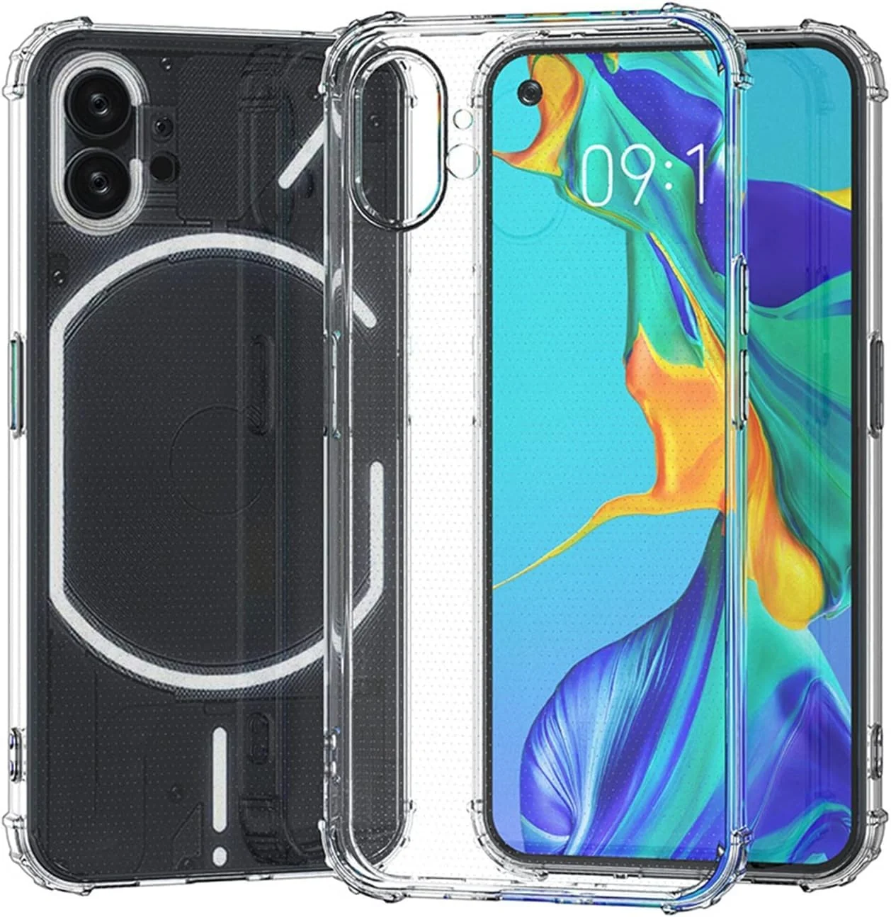 DL3 Mobilak Case Compatible with Nothing Phone (1), Cover Silicone TPU Gorilla Anti-shock Protector Camera Shockproof Corners - Clear