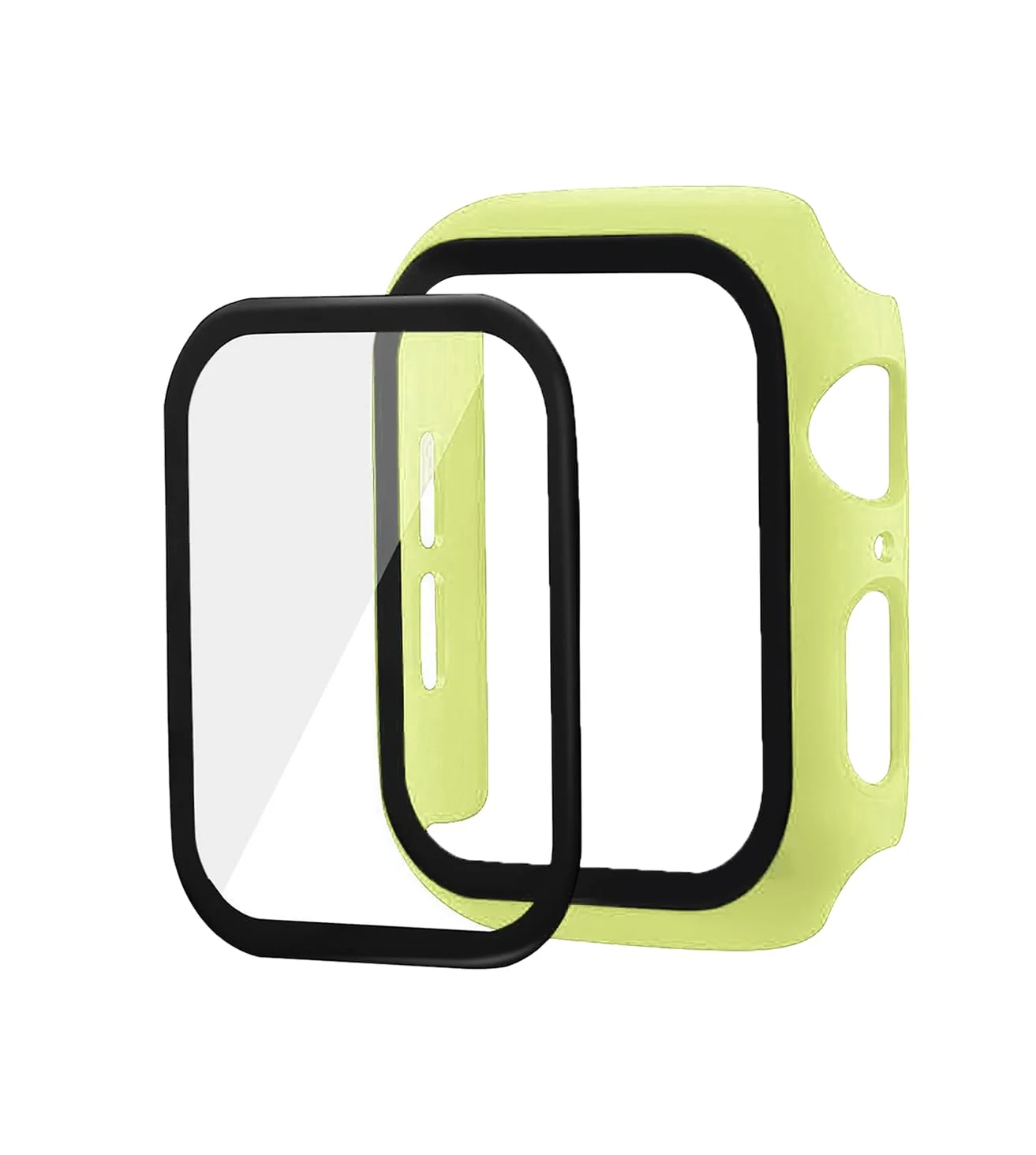 DL3 Mobilak Band with Case Compatible with Apple Watch 45mm, Adjustable Silicone Sport Wristband Replacement, Strap With Cover Built-in Glass Screen Protector for iWatch Series 9 8 7 - Black