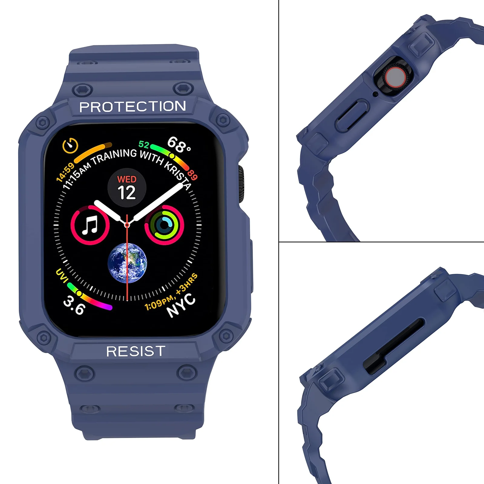 DL3 Mobilak Compatible With Apple Watch Band Ultra 2/1 49mm with Bumper Case, Rugged Men Bands for iWatch Ultra 2 / Ultra 49 mm, Sport Military Protector Drop-proof Shockproof - Blue