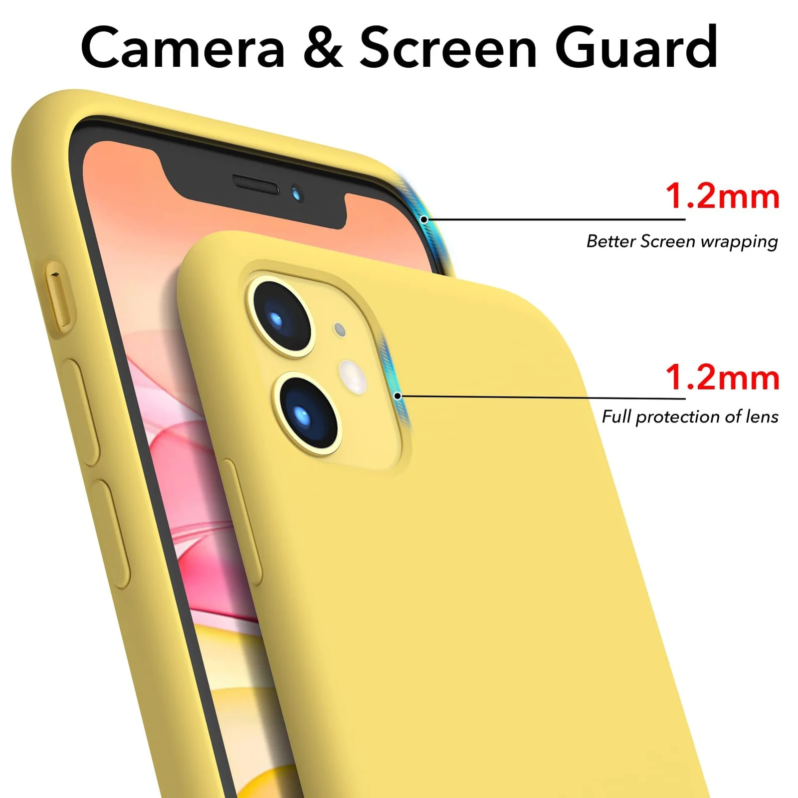DL3 Mobilak Liquid Silicone Protective Case for iPhone 11 (6.1 Inch) with Camera Protection and Microfiber Lining - Yellow
