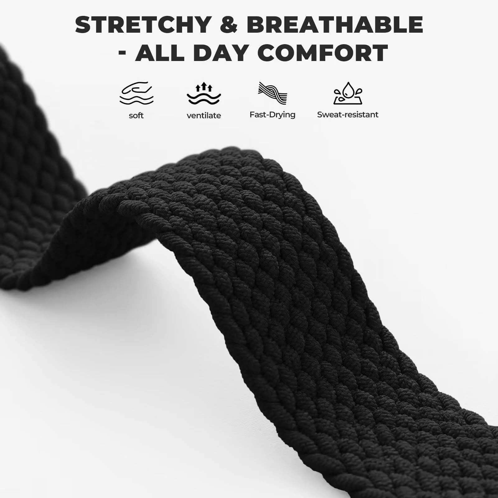 DL3 Mobilak 22mm Stretchy Nylon Strap For Xiaomi Redmi Watch 5 Active/5 Lite/Samsung Galaxy Watch 46mm/Watch 3 45mm/Gear S3/Huawei watch (GT6 GT5 GT4 GT3 GT2 GT 46MM)/GT2E/GT 6 Pro/Amazfit GTR4, Braided Band - Black
