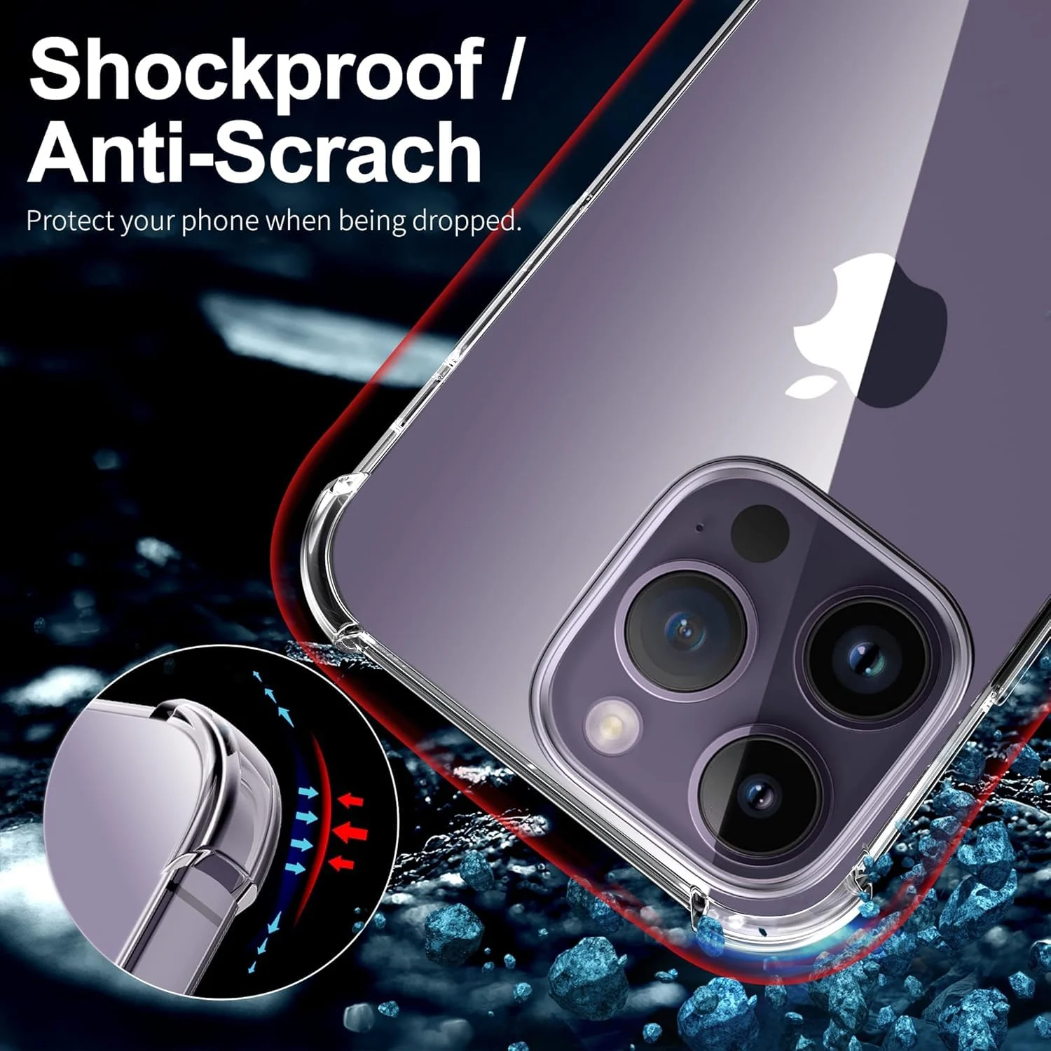 DL3 Mobilak Case Compatible with iPhone 14 Pro Max, Cover Silicone Transparent TPU Gorilla Anti-shock Shockproof Corners - Clear
