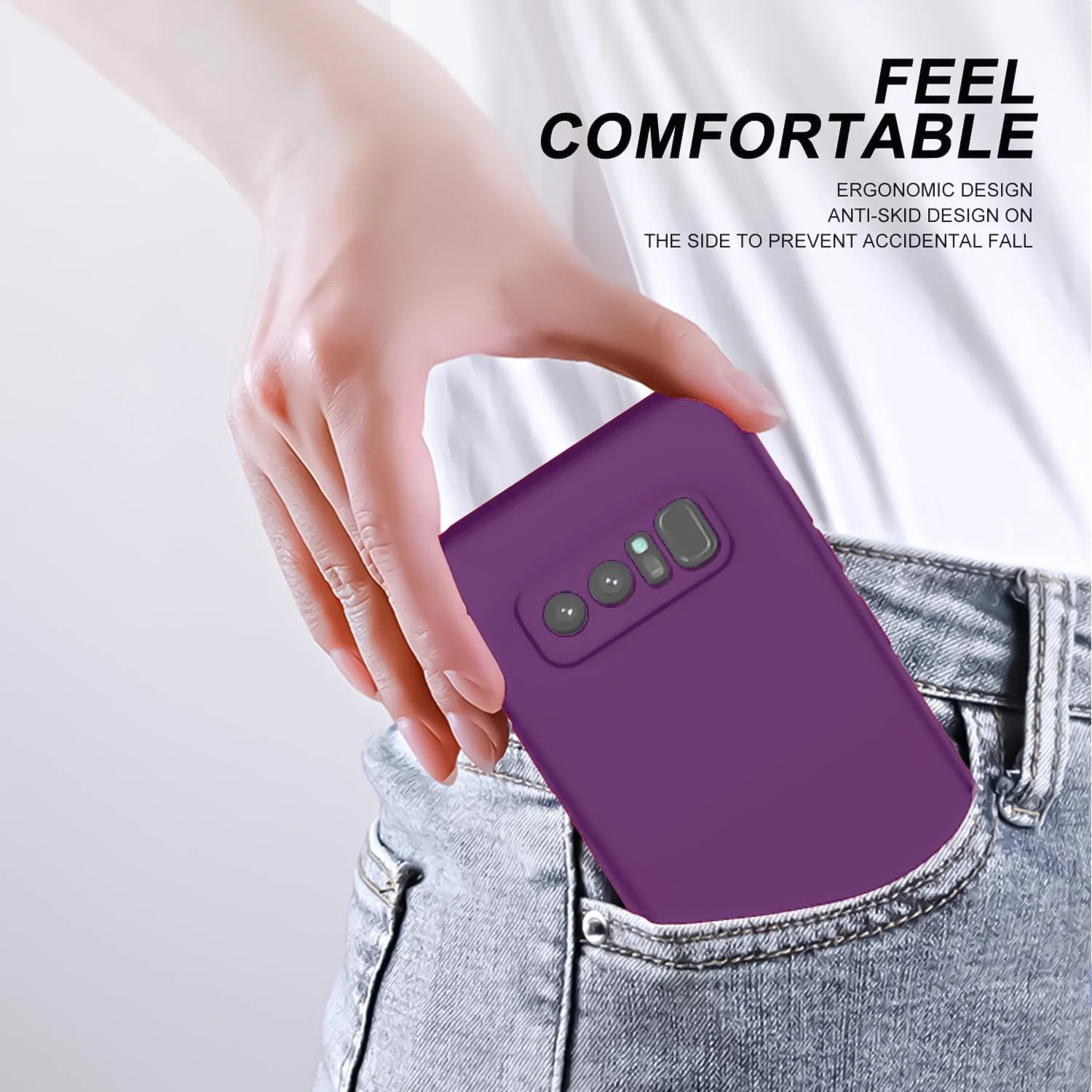 DL3 Mobilak Liquid Silicone Protective Case with Soft Microfiber Lining with Full Camera Protection for Samsung Galaxy Note 8 - Violet
