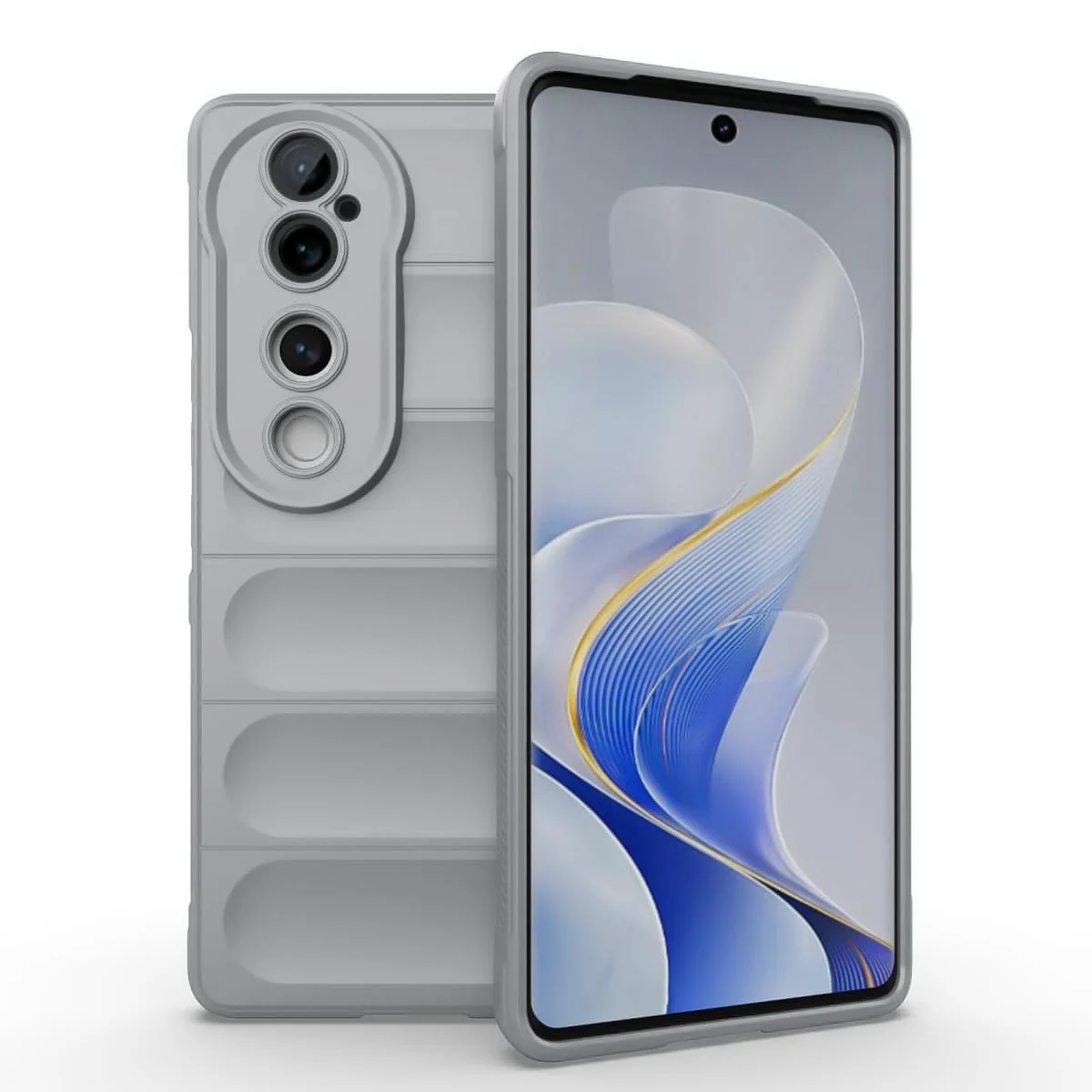 DL3 Mobilak Silicone Case for Vivo V40 5G / Vivo V40 Pro 5G Heavy Duty Protective [Slim Fit] Shockproof Soft Flexible Protective Design Shock-Absorption TPU Cover With Camera Protection - Gray