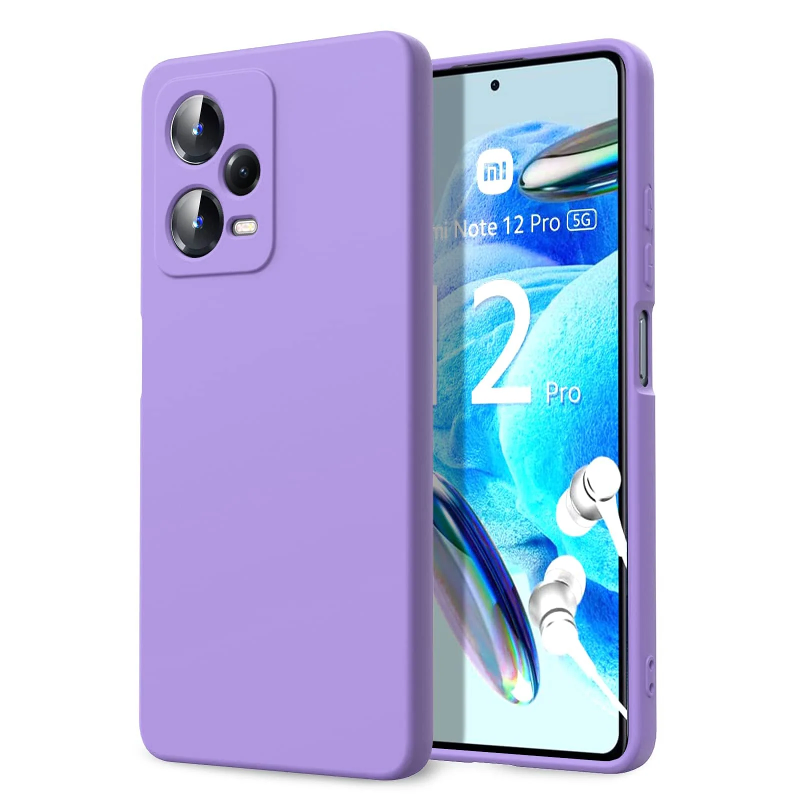 DL3 Mobilak Liquid Silicone Protective Case with Soft Microfiber Lining with Full Camera Protection for Xiaomi Redmi Note 12 Pro Plus 5G - Light Purple