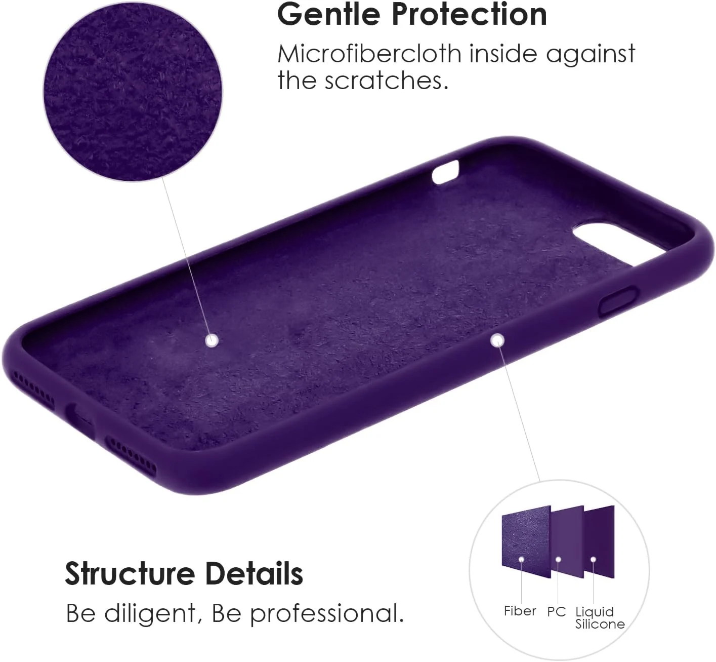 DL3 Mobilak Compatible with iPhone 7/8, iPhone SE 2022, SE 2020, Case, Liquid Silicone Case, Full Body Protective Cover, Shockproof, Slim Phone Case, Anti-Scratch Soft Microfiber - Violet