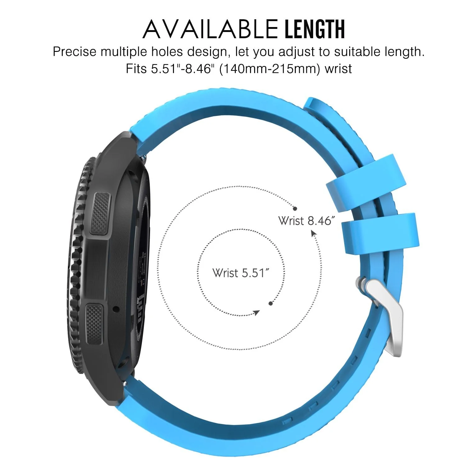 DL3 Mobilak Silicone Sport Band 22MM Xiaomi Redmi Watch 5 Active/5 Lite/Samsung Galaxy Watch 46mm/Watch 3 45mm/Gear S3/Huawei watch (GT6 GT5 GT4 GT3 GT2 GT 46MM)/GT2E/GT5 Pro/GT 6 Pro/Amazfit GTR 3/4 - Sky Blue