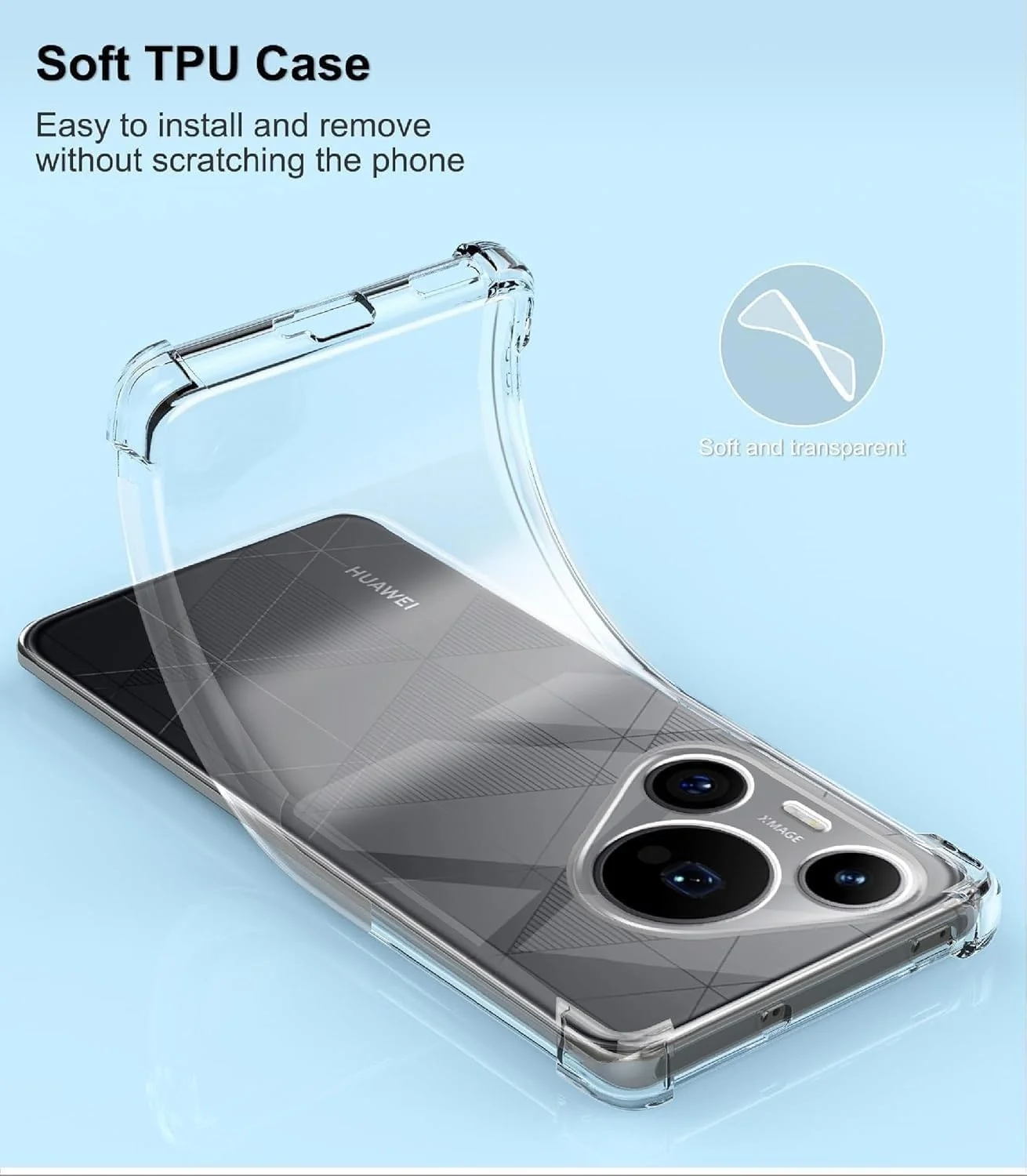DL3 Mobilak Clear TPU Case for Huawei Pura 70, Camera protection, Shock-absorbing protection, Scratch-resistant surface - Clear