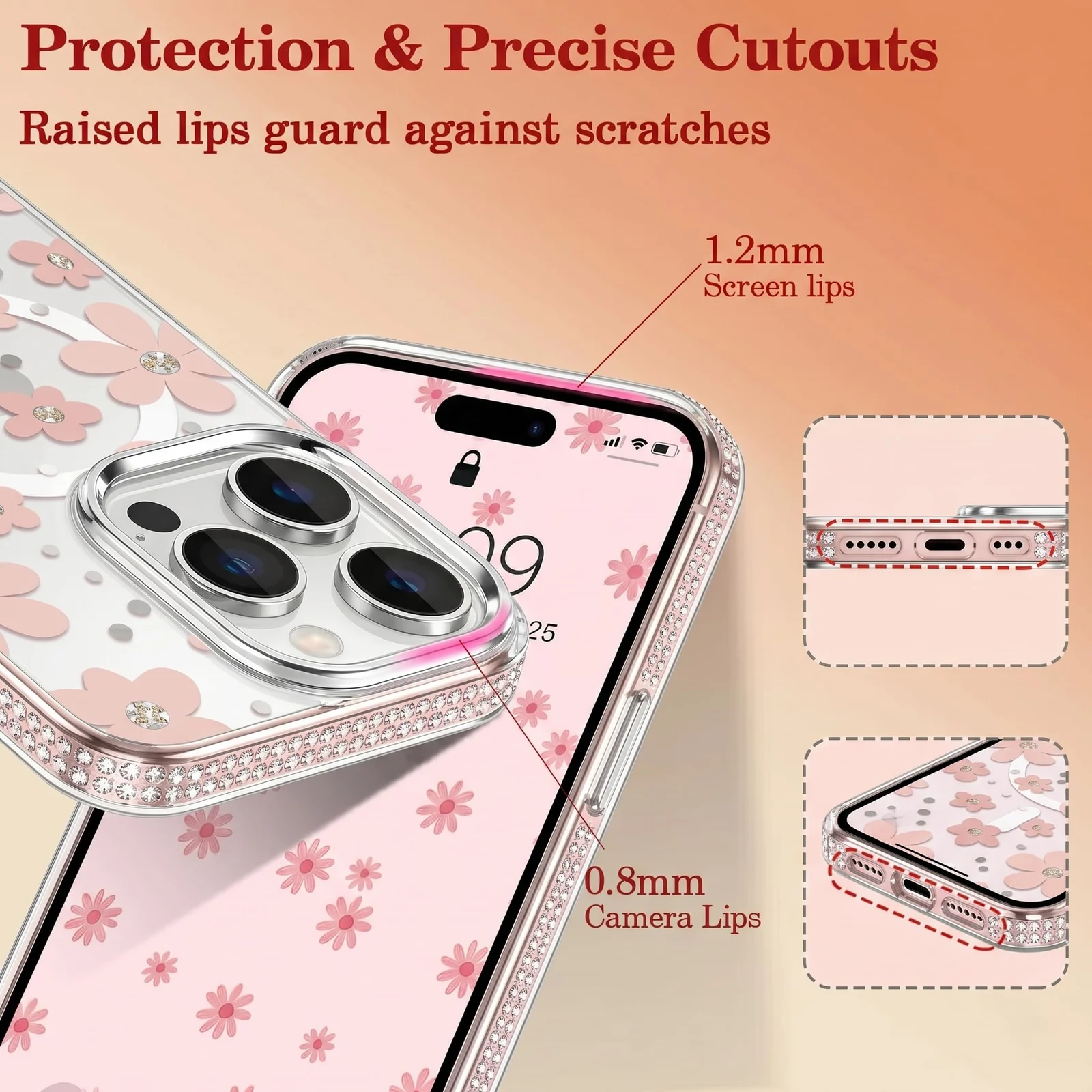 DL3 Mobilak Clear MagSafe-Compatible Magnetic Case for iPhone 14 Pro Max with Camera Protection and Magnetic Car-Mount Support - Style 3