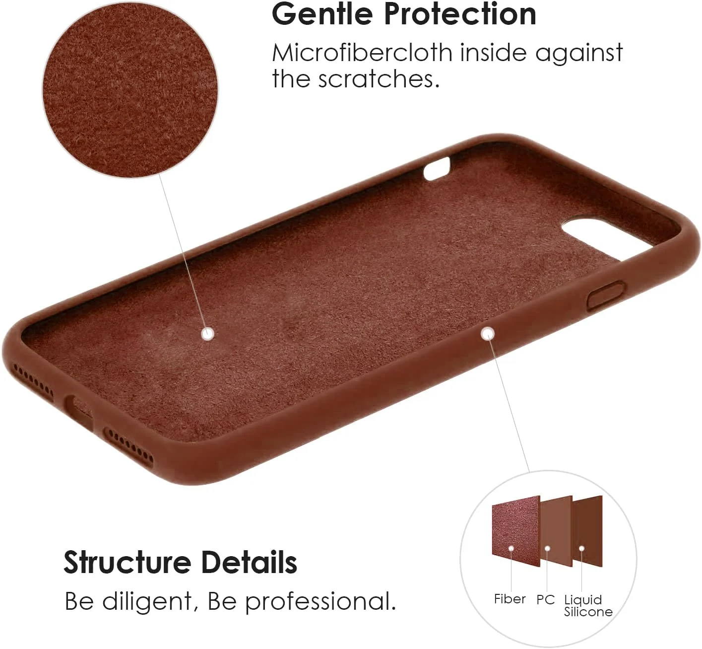 DL3 Mobilak Compatible with iPhone 7/8, iPhone SE 2022, SE 2020, Case, Liquid Silicone Case, Full Body Protective Cover, Shockproof, Slim Phone Case, Anti-Scratch Soft Microfiber - Brown