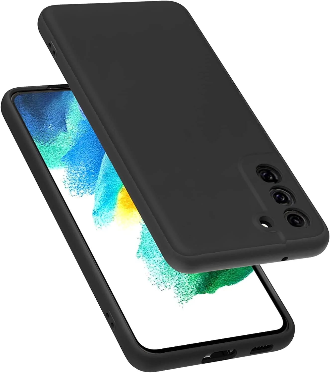 DL3 Mobilak Samsung S21 FE Case, Soft Flexible Silicone Gel Rubber Bumper Cover, Slim Fit Full Body Shockproof Protective Phone Case for Samsung S21 FE - Black