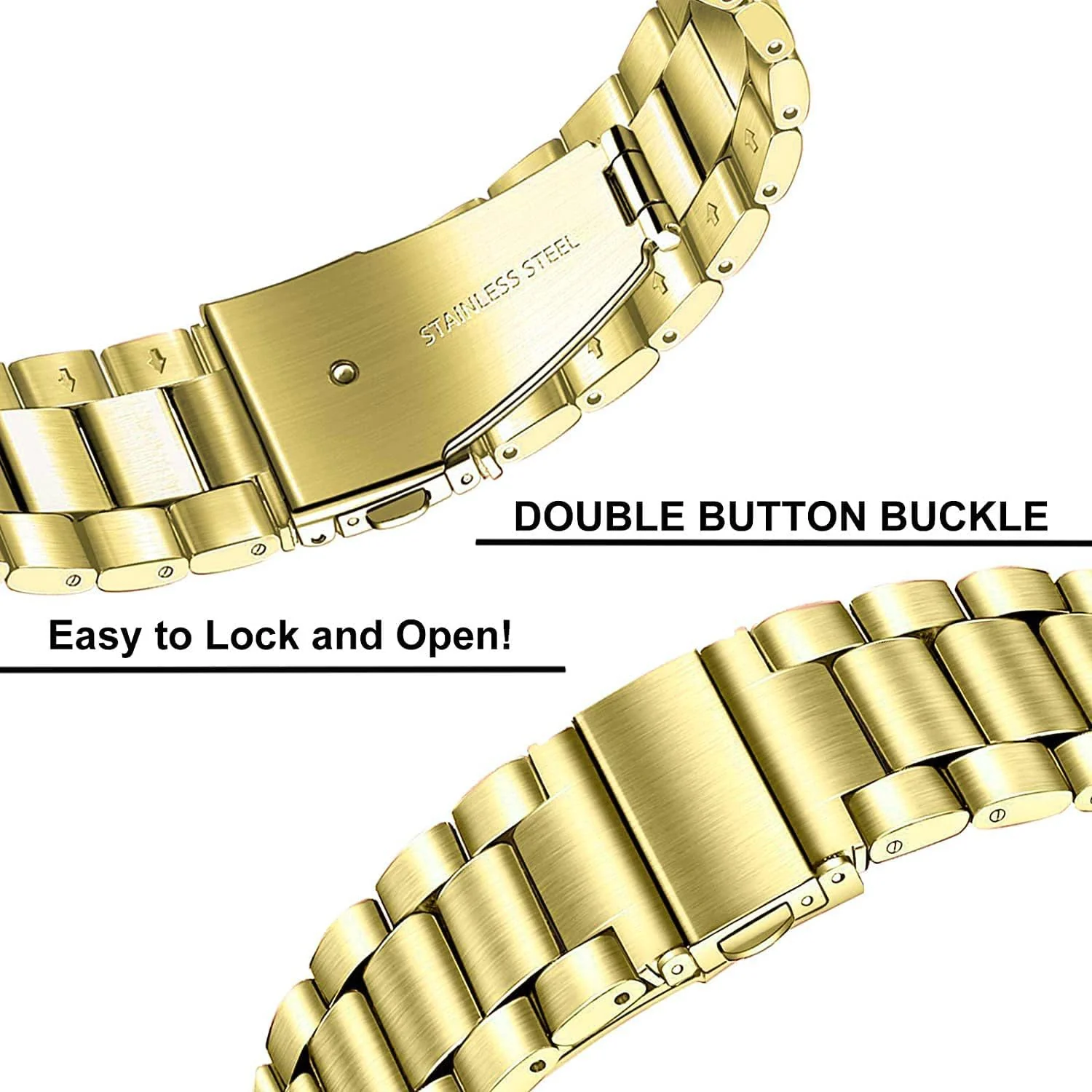 DL3 Mobilak Metal Bracelet Compatible with Xiaomi Redmi Watch 5 Active/Redmi Watch 5 Lite, 22mm Stainless Steel Replacement Band with Folding Clasp, Adjustable Replacement Bracelet Wristband - Gold