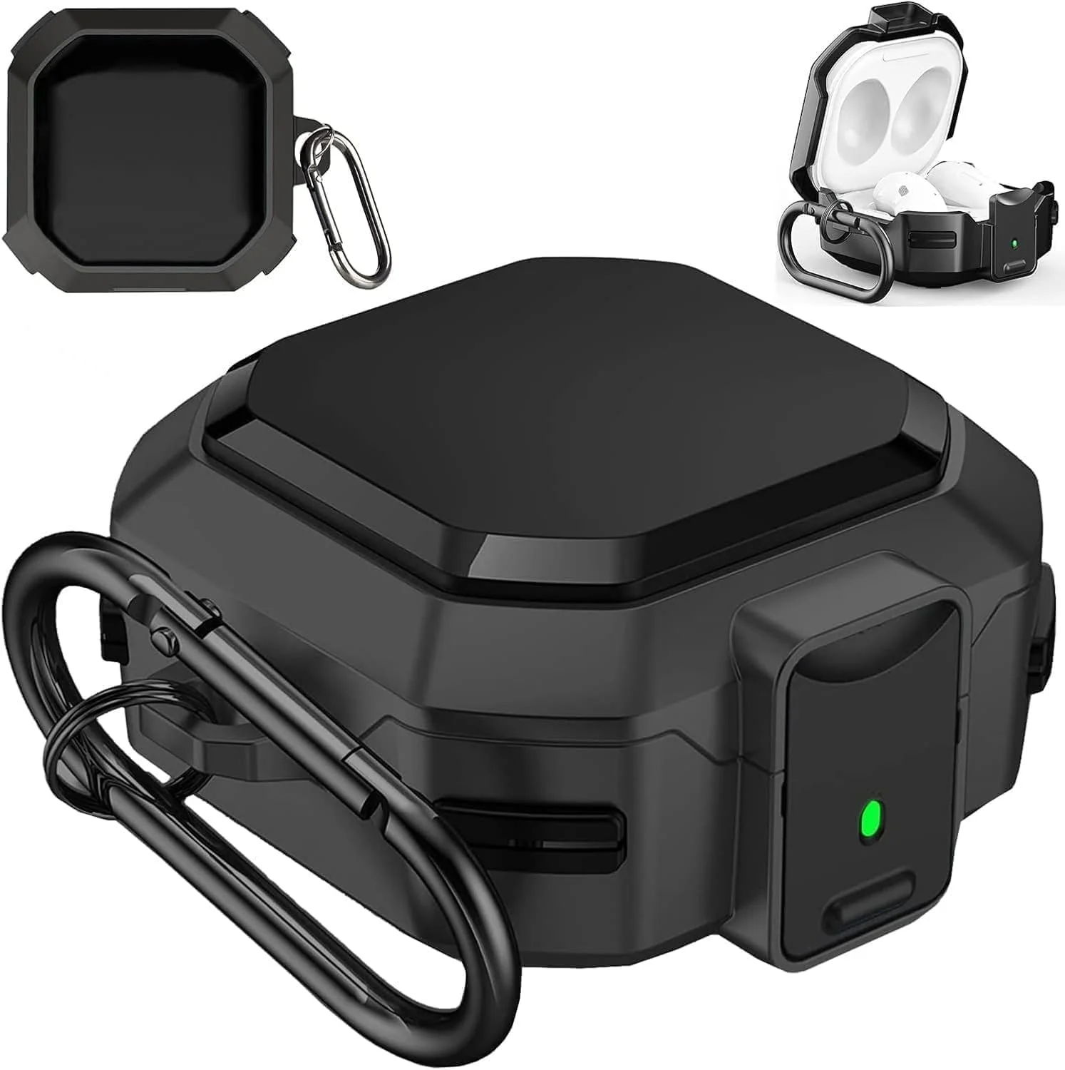 DL3 Mobilak [Secure Lock] Case for Samsung Galaxy Buds FE 2023/Galaxy Buds 2 Pro 2022/Bud Pro 2021/Buds 2 2021/Buds Live 2020, Armor Full Body Rugged Protective Case Cover with Keychain