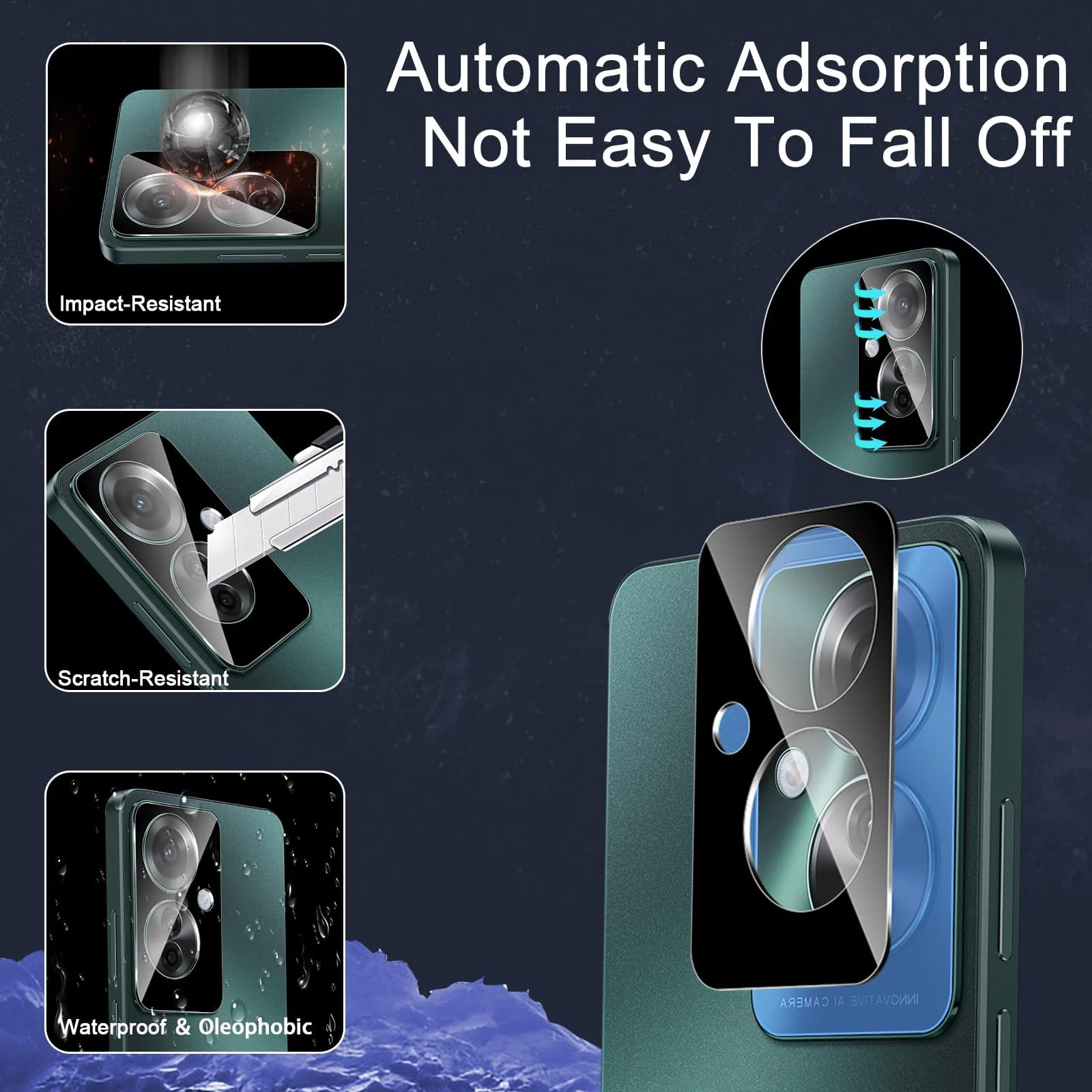 DL3 Mobilak OPPO Reno 11F/Reno11 F 5G Camera Lens Protector Tempered Glass Screen Protector HD [Full Coverage][Anti-Scratch] Drop Protection Ultra Clear/Thin Lens Protector Case - Black