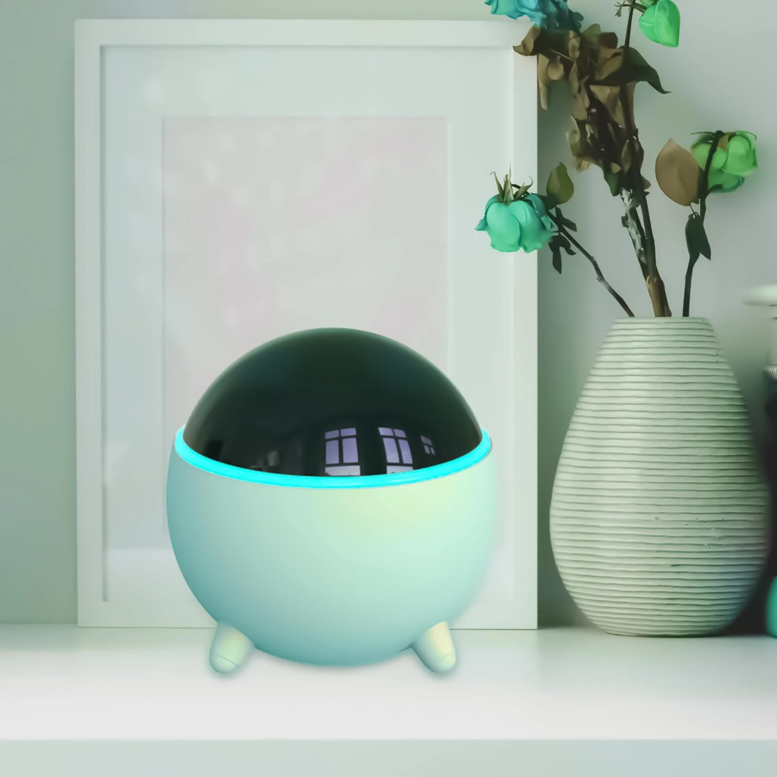 Mobigon Wood Cool Mist Ultrasonic Humidifier for Room Moisture, Aroma Diffuser for Home, 300ml Essential Oil Diffuser with 7 Colorful Night Light, Auto Shut-Off, Home, Office, car - Turquoise