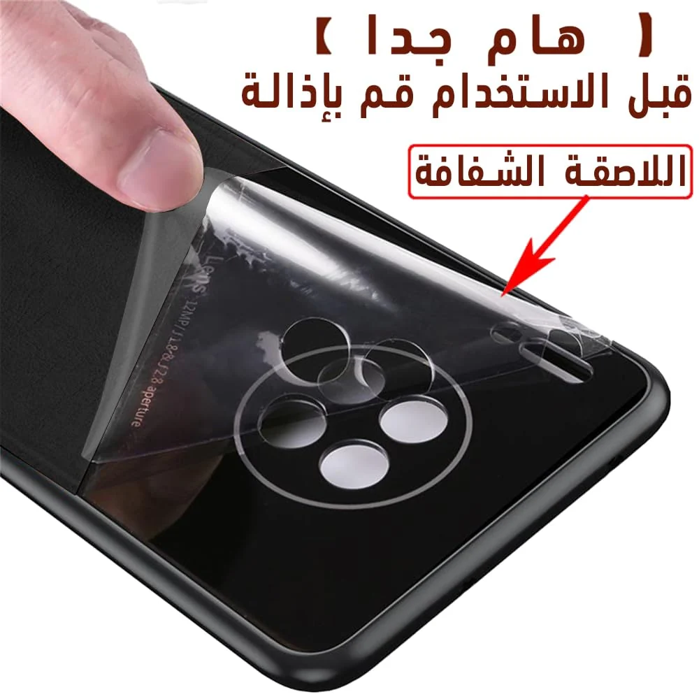 DL3 Mobilak Luxury Case For Honor X8C, Ultra-Thin Soft TPU Frame, Back Leather Mixed Double+Plexiglass Protective Cover With Built-in Car Magnetic - Black
