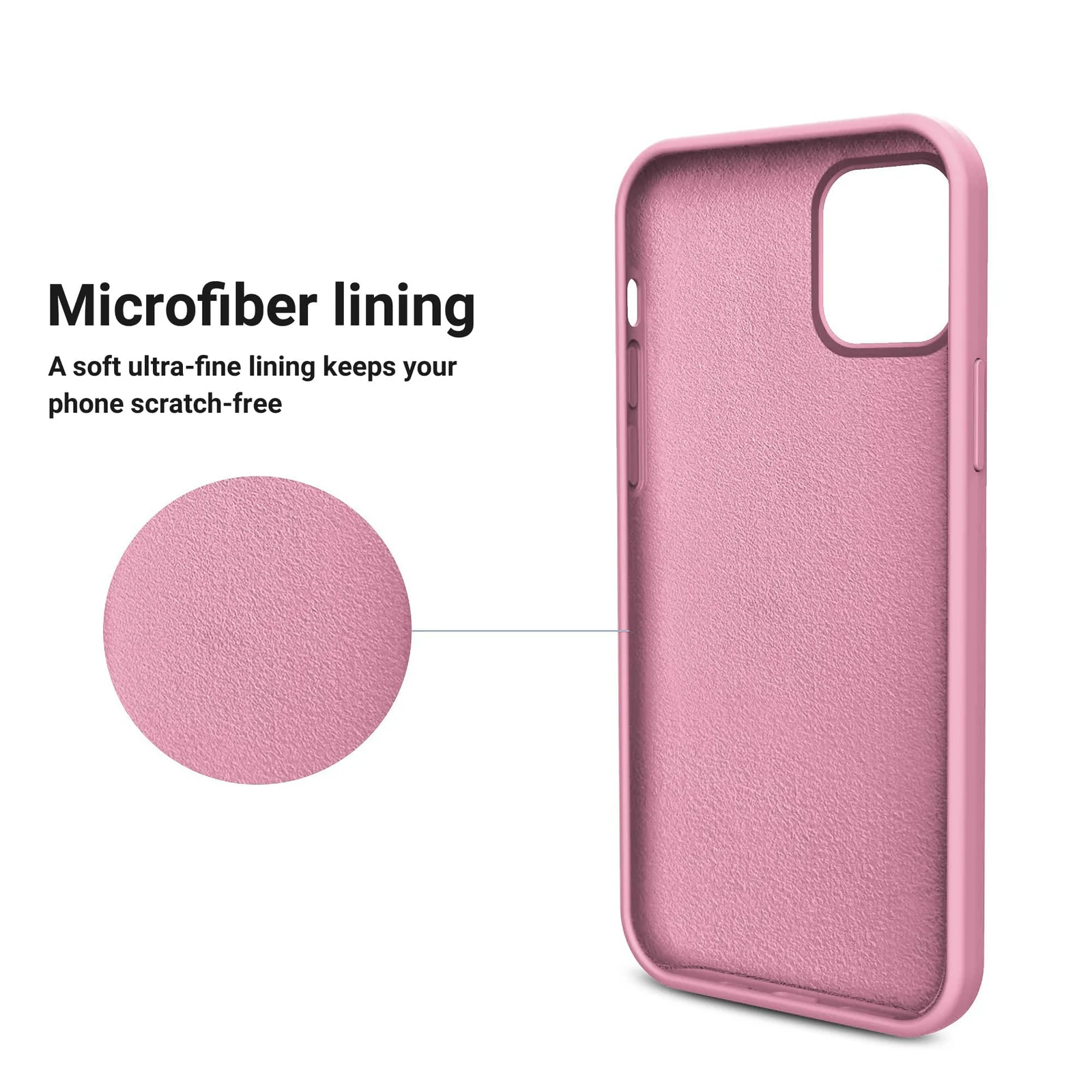 DL3 Mobilak Liquid Silicone Case for iPhone 12 / 12 Pro (6.1 Inch), Shock-absorbing protection, Scratch-resistant surface, Soft microfiber lining - B.Pink