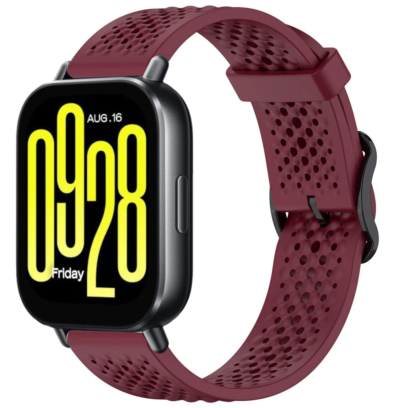 DL3 Mobilak 22 mm Silicone Breathable Sport Bracelet For Xiaomi Redmi Watch 5 Active/Redmi Watch 5 Lite Strap, 22mm Adjustable Armband Watchbands Quick Wristband Watch Strap Bands - Wine Red