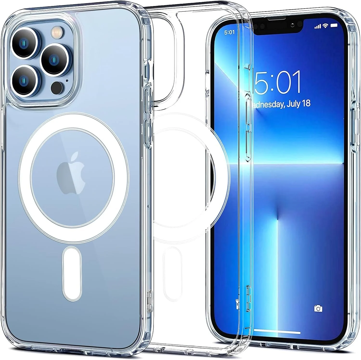 DL3 Mobilak for iPhone 13 Pro Max Case [Compatible with MagSafe] [Strong Magnet] [Non-Yellowing] Magnetic Slim Thin Bumper Phone Cover, Lightweight, and Durable - Clear