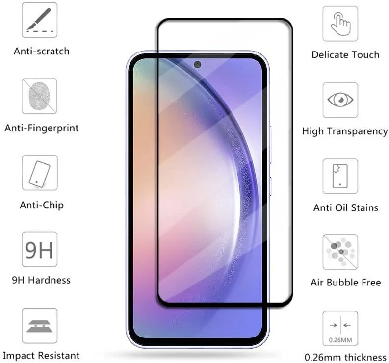 DL3 Mobilak 5D Full Glass Screen Protector For Samsung Galaxy A54 5D Black Frame - Clear