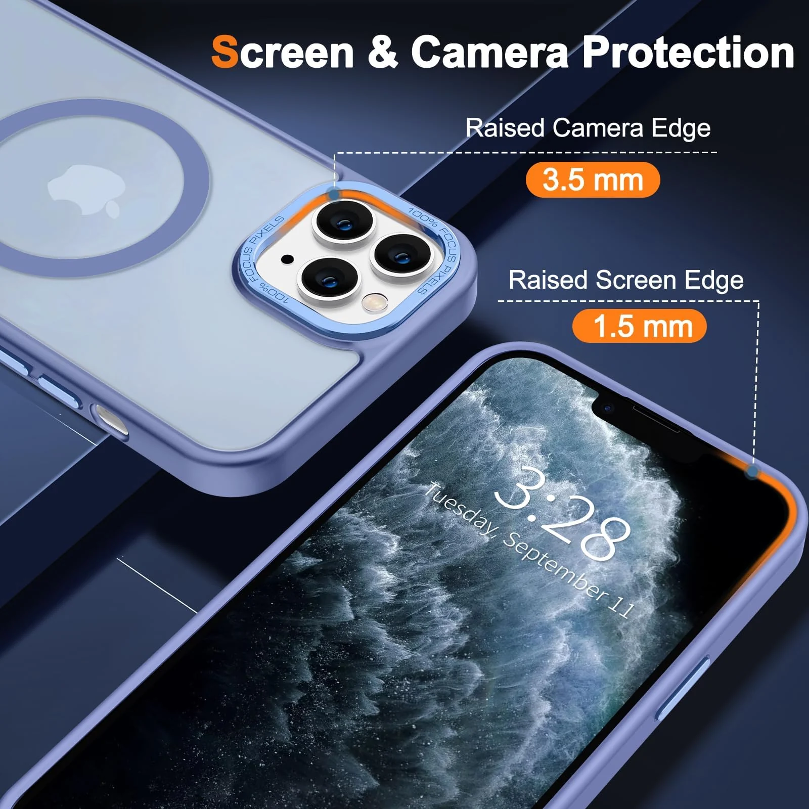 DL3 Mobilak Wallet Case with Card Slot for iPhone 11 Pro with Ring Holder and Magnetic Car-Mount Support - Baby Blue