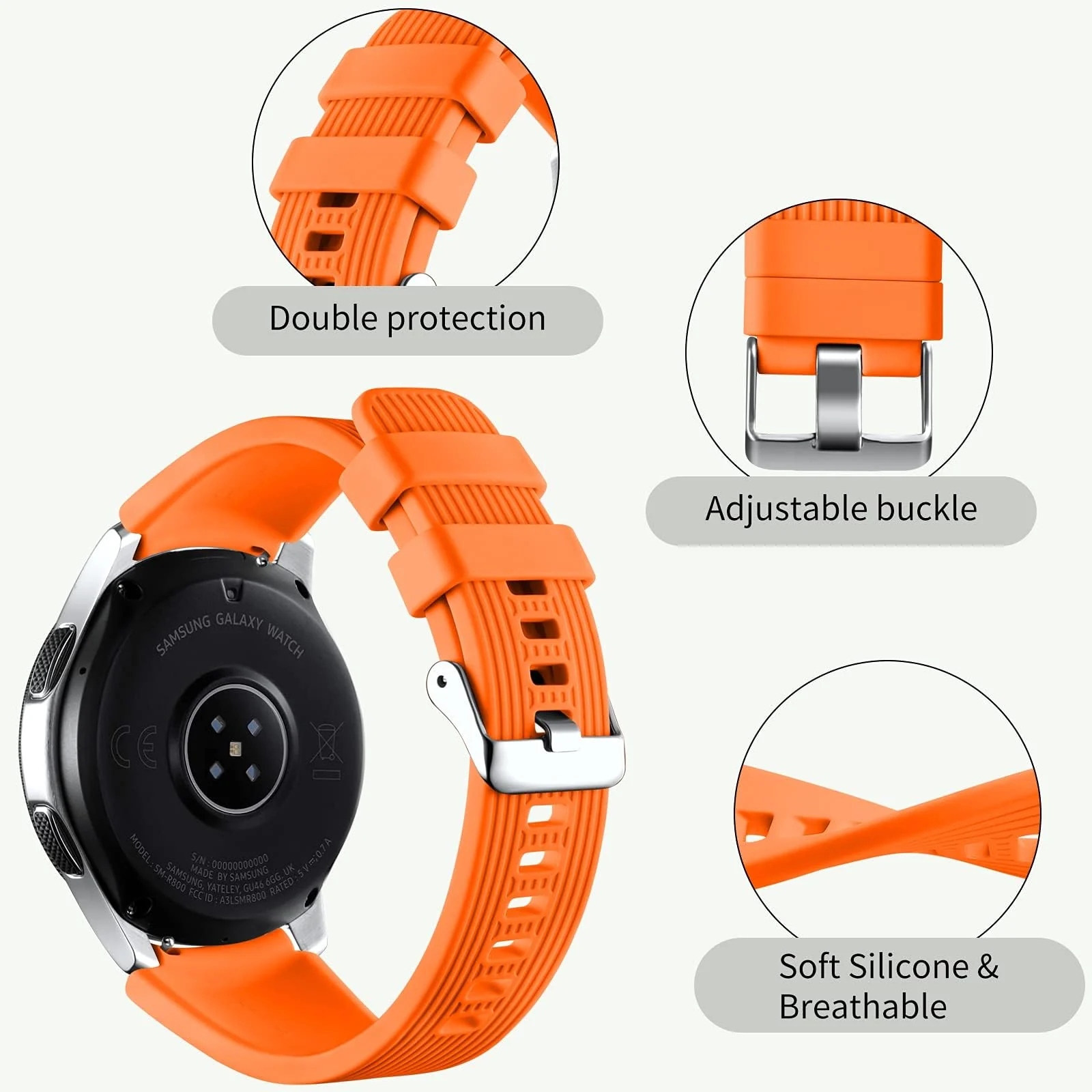 DL3 Mobilak Silicone Sport Band 22MM Xiaomi Redmi Watch 5 Active/5 Lite/Samsung Galaxy Watch 46mm/Watch 3 45mm/Gear S3/Huawei watch (GT6 GT5 GT4 GT3 GT2 GT 46MM)/GT2E/GT5 Pro/GT 6 Pro/Amazfit GTR 3/4 - Orange
