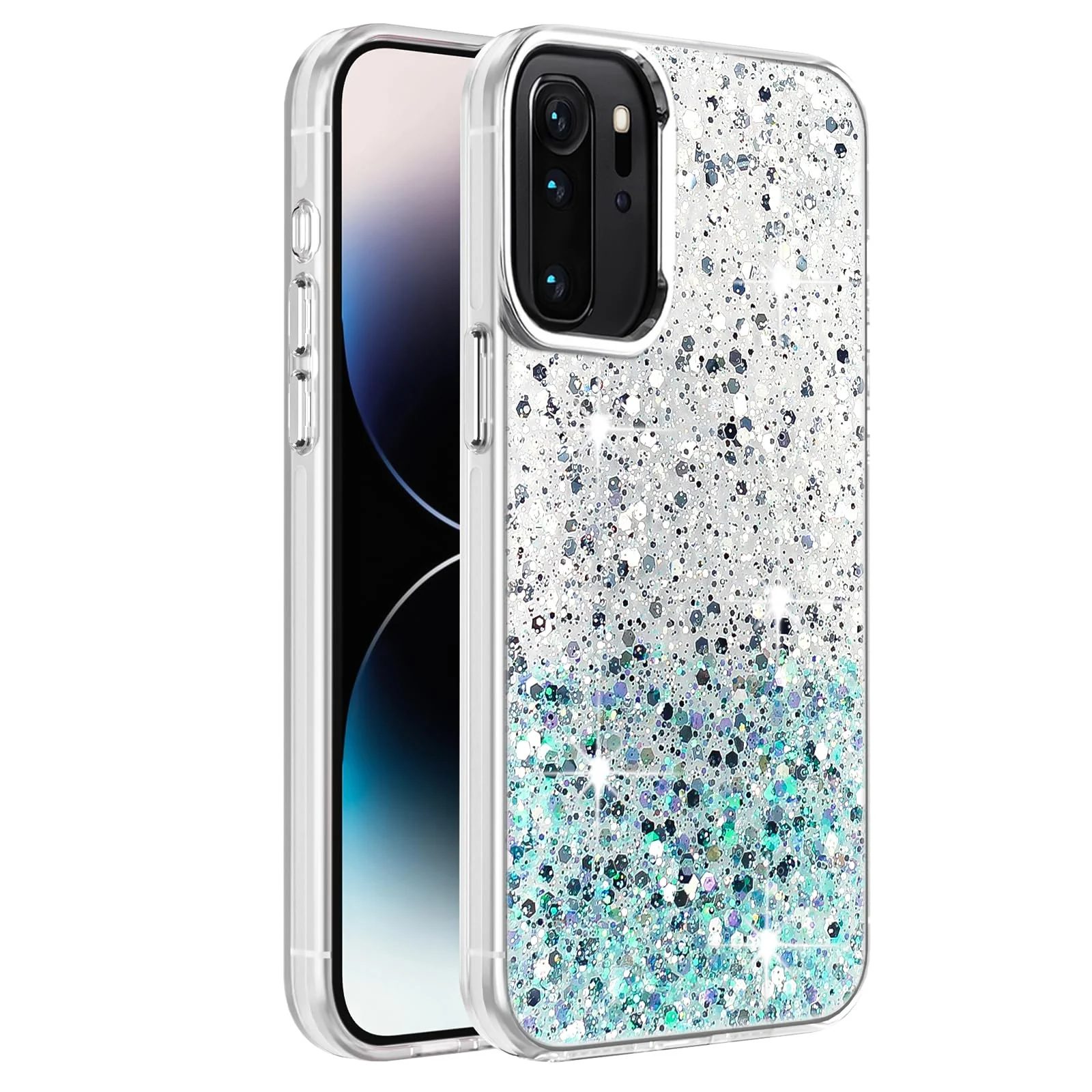 DL3 Mobilak Glitter Protective Case for Huawei P30 Pro, Supports wireless charging, Camera protection, Shock-absorbing protection - White Green