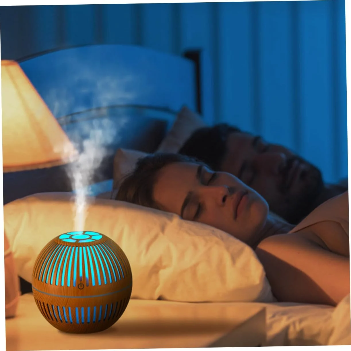 Mobigon Wood Cool Mist Ultrasonic Humidifier for Room Moisture, Aroma Diffuser for Home, 200ml Essential Oil Diffuser with 7 Colorful Night Light, Auto Shut-Off, Home, Office, car - F.Light Brown