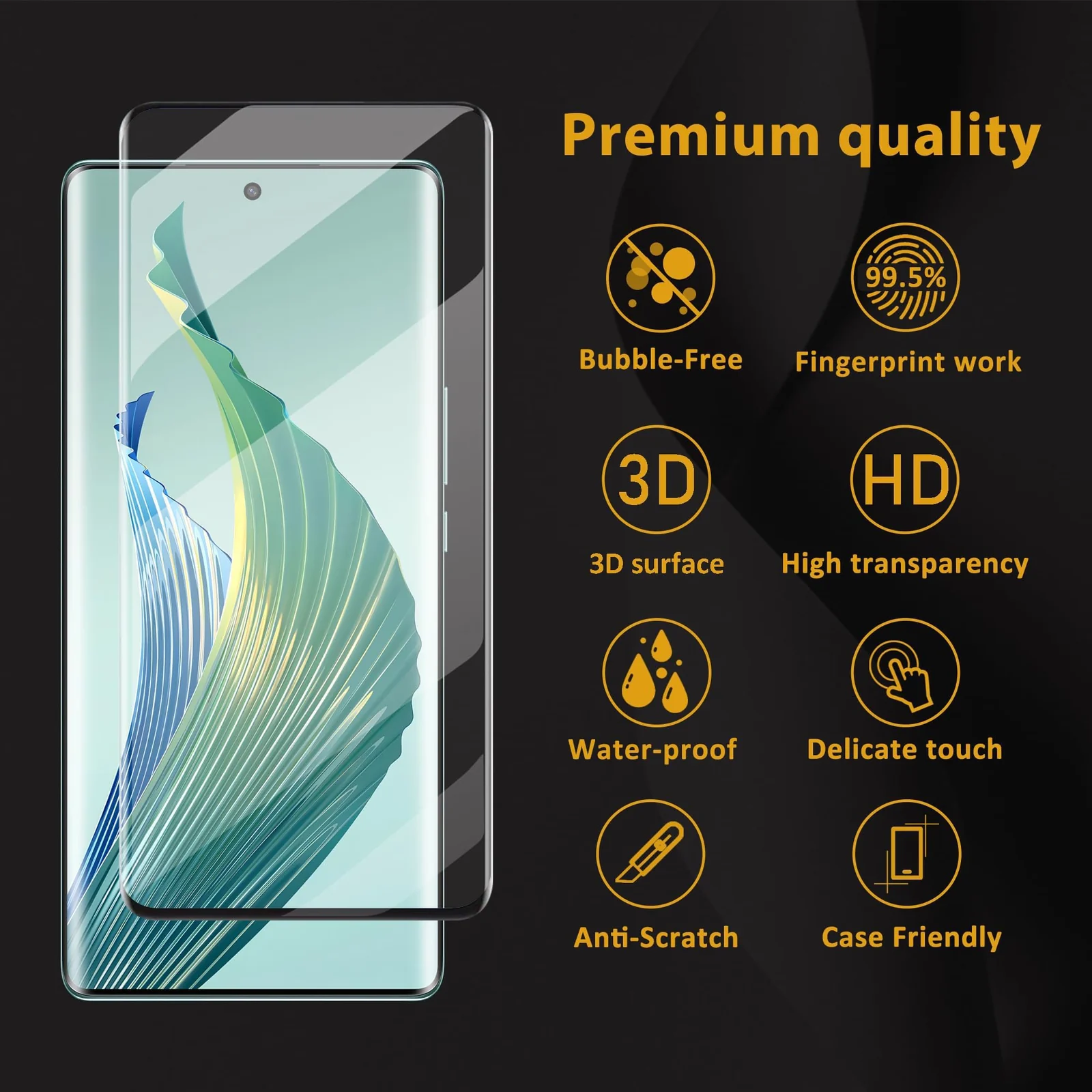 DL3 Mobilak Screen Protector for Honor X9A, Tempered Glass Screen Saver Premium HD Protective, Scratch Resistant, NO-Bubble, 9H Hardness, Full Coverage Film - Clear