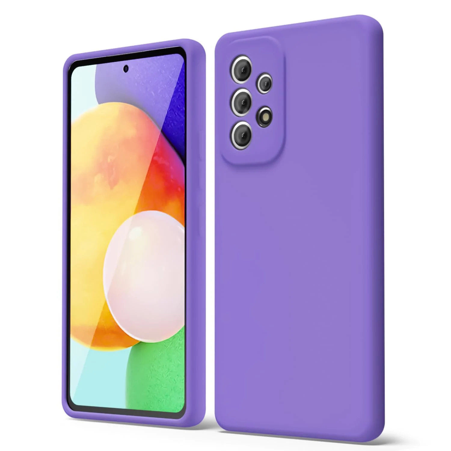 DL3 Mobilak Silicone Protective Case for Samsung Galaxy A72, Shock-absorbing protection, Scratch-resistant surface, Soft microfiber lining - Light Purple