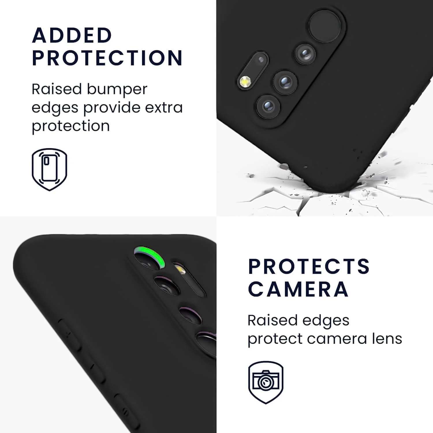 DL3 Mobilak Compatible with Xiaomi Redmi Note 8 Pro Case, Liquid Silicone Case, Full Body Camera Protective Cover, Shockproof, Slim Phone Case, Soft Microfiber Lining - Black