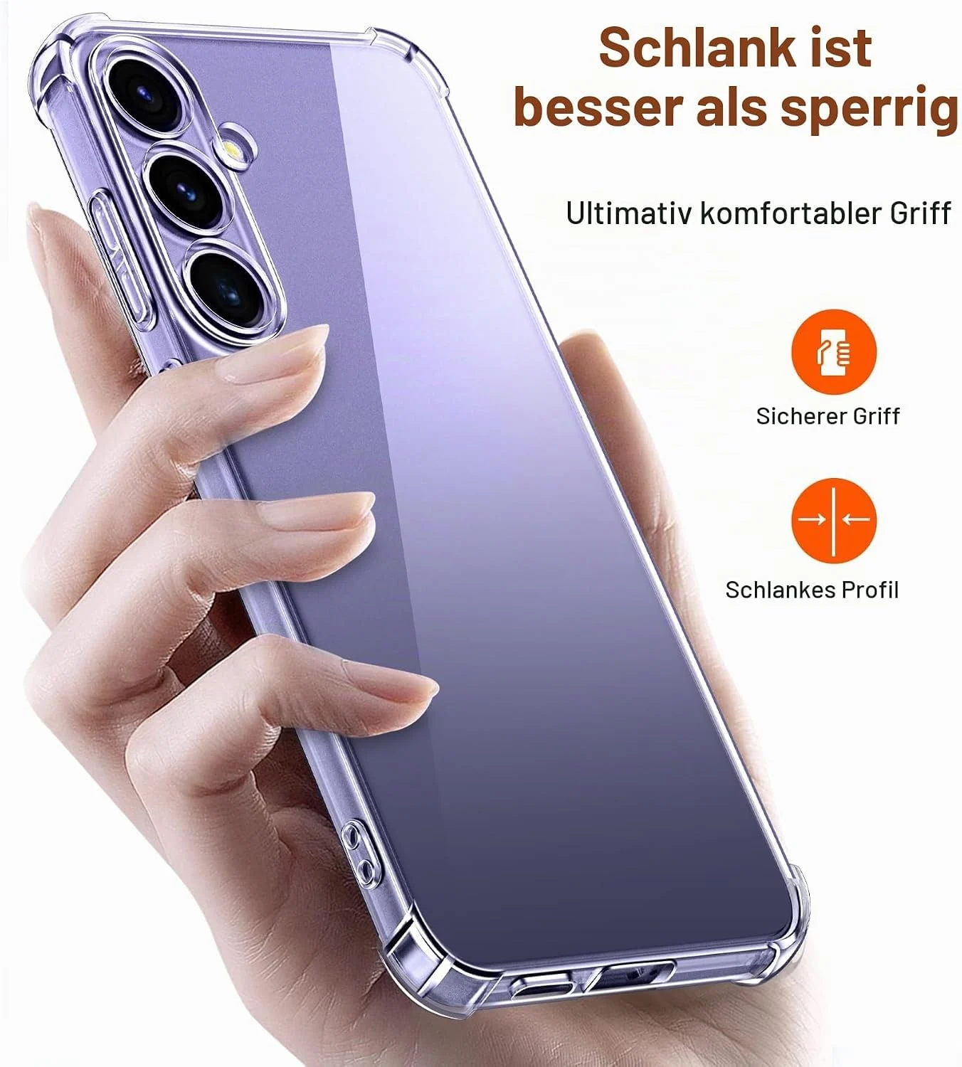 DL3 MOBILAK Anti-Shock Transparent TPU Phone Case for Samsung Galaxy S24 5G, Clear