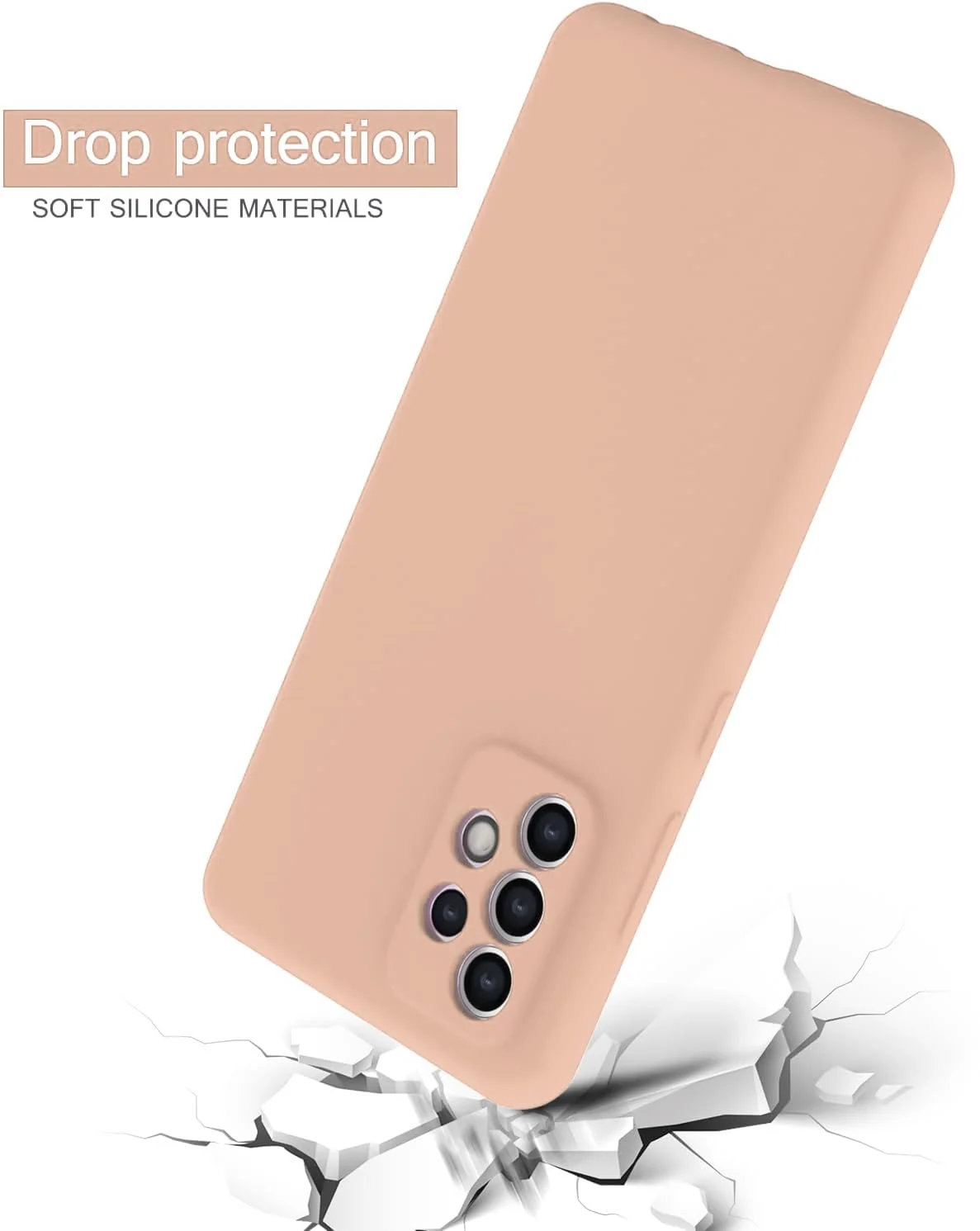 DL3 Mobilak Silicone Protective Case for Samsung Galaxy A52 / A52S, Shock-absorbing protection, Scratch-resistant surface, Soft microfiber lining - Light Orange
