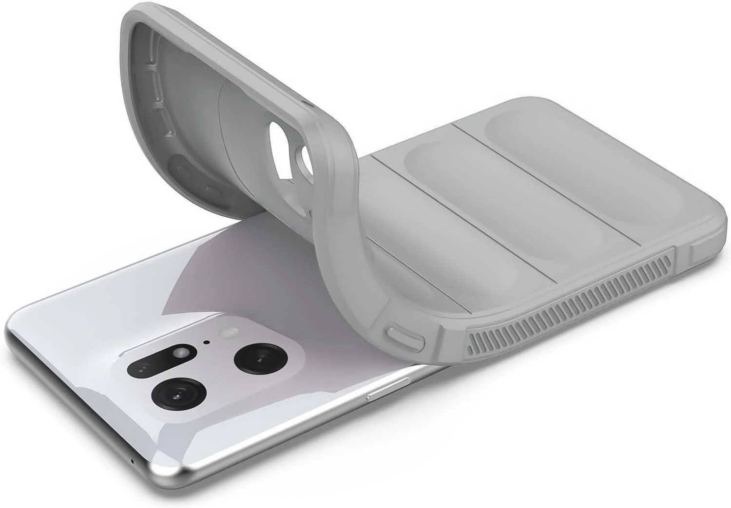 DL3 Mobilak Silicone Case for OPPO Find X5 Heavy Duty Protective [Slim Fit] Shockproof Soft Flexible Protective Design Shock-Absorption TPU Cover With Camera Protection - Gray