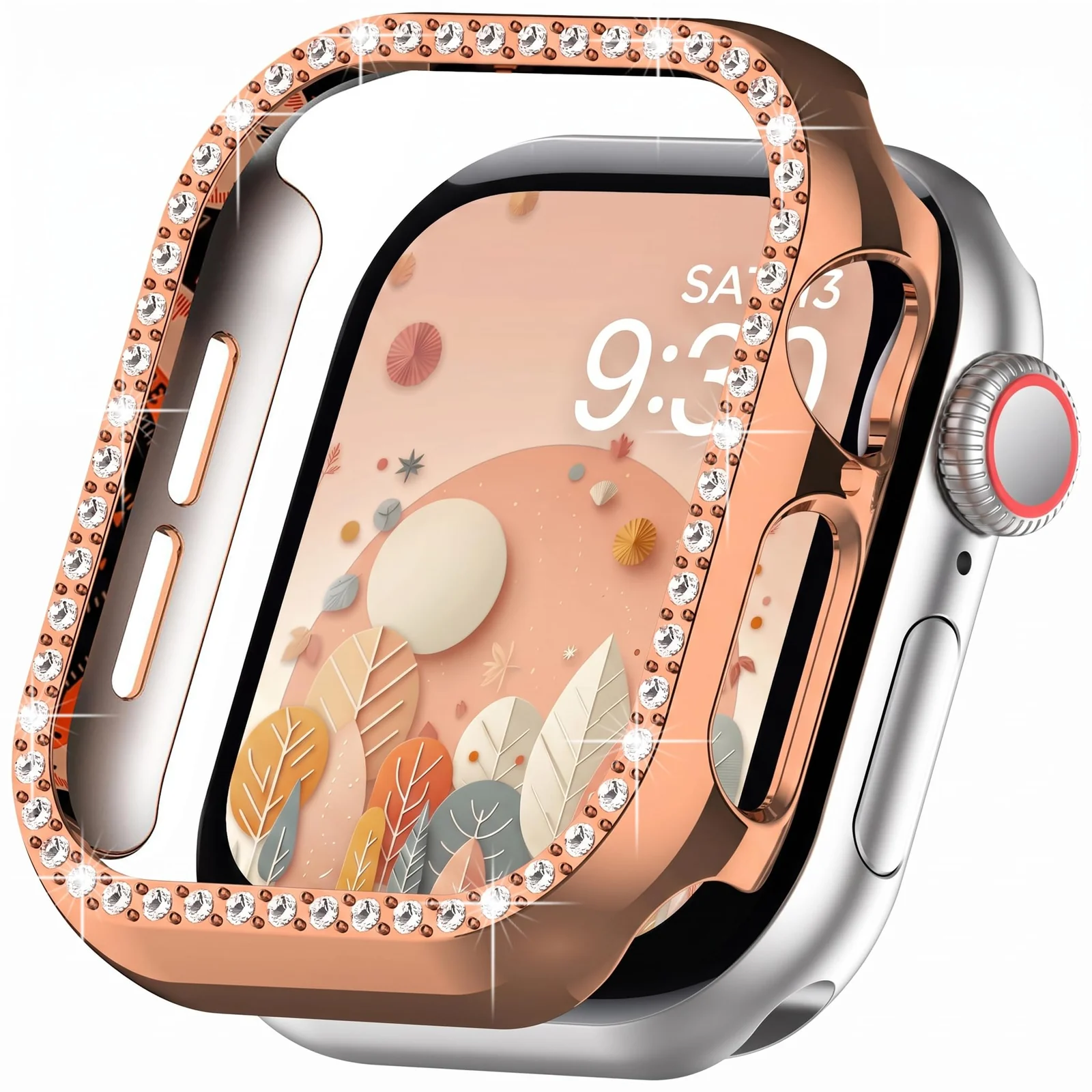 DL3 MOBILAK Bling Hard PC Watch Bumper Case for Apple Watch Series 4 and 5 and 6 and SE 40MM - Rose Gold