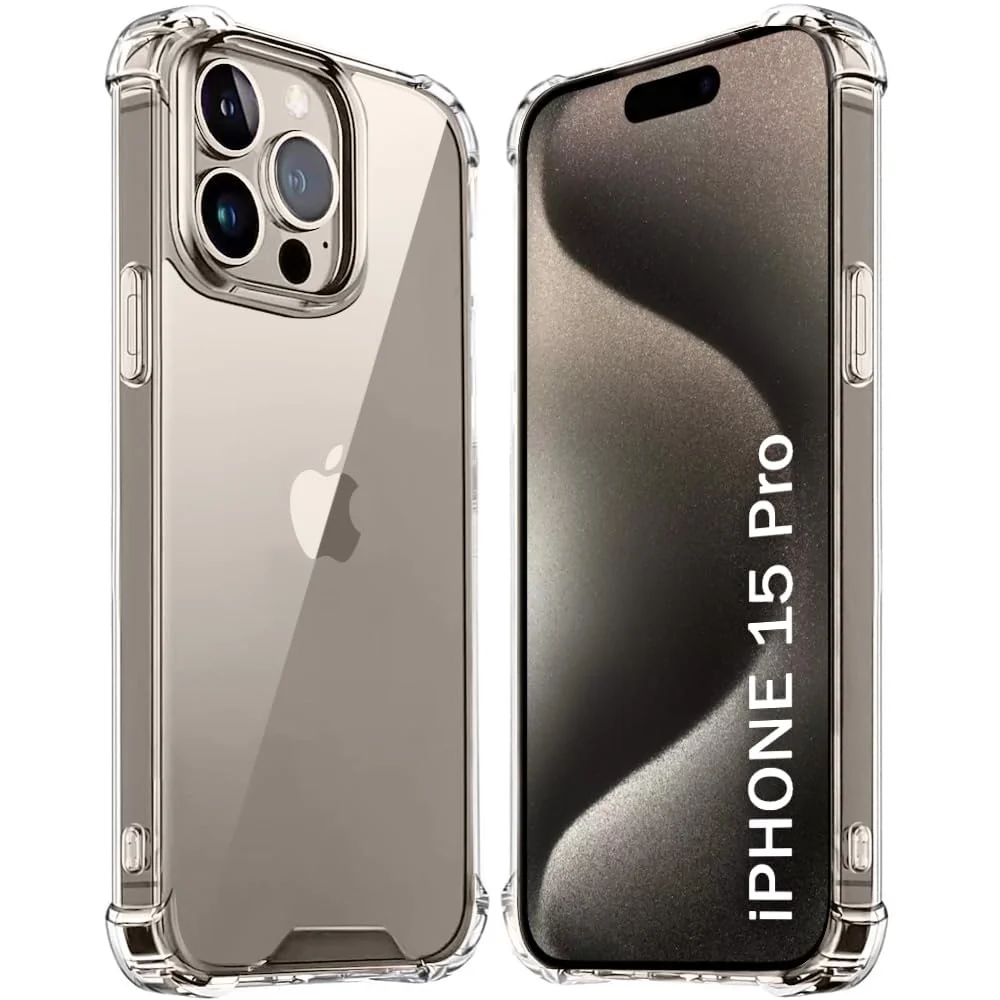 DL3 Mobilak Clear TPU Case for iPhone 15 pro, Camera protection, Shock-absorbing protection, Non-slip grip - Clear