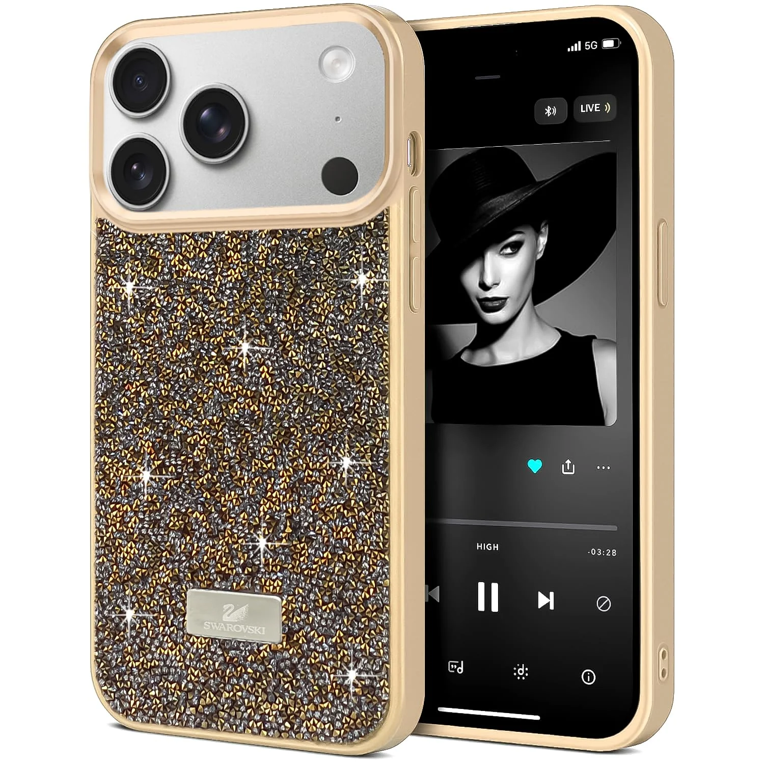 DL3 Mobilak Glitter Protective Case for iPhone 17 Pro Max 6.9-Inch, Supports wireless charging, Shock-absorbing protection, Scratch-resistant surface