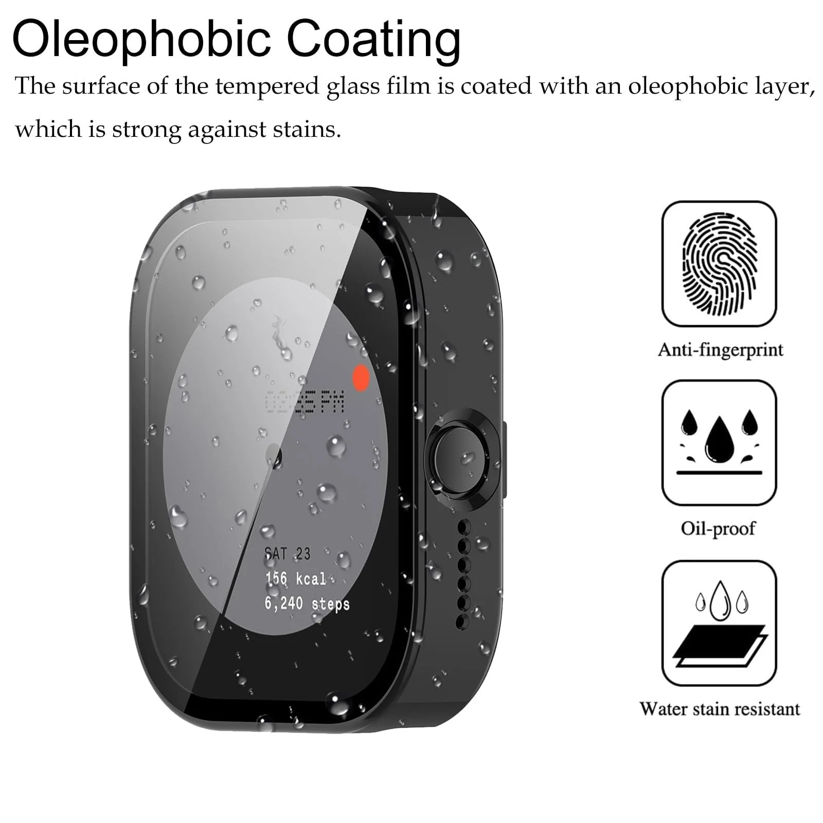 DL3 Mobilak Case Compatible with CMF by Nothing Watch Pro, Full Coverage Slim Hard Case Protective Bumper Built-in Tempered Glass Screen Protector Shell for CMF by Nothing Watch Pro - Black